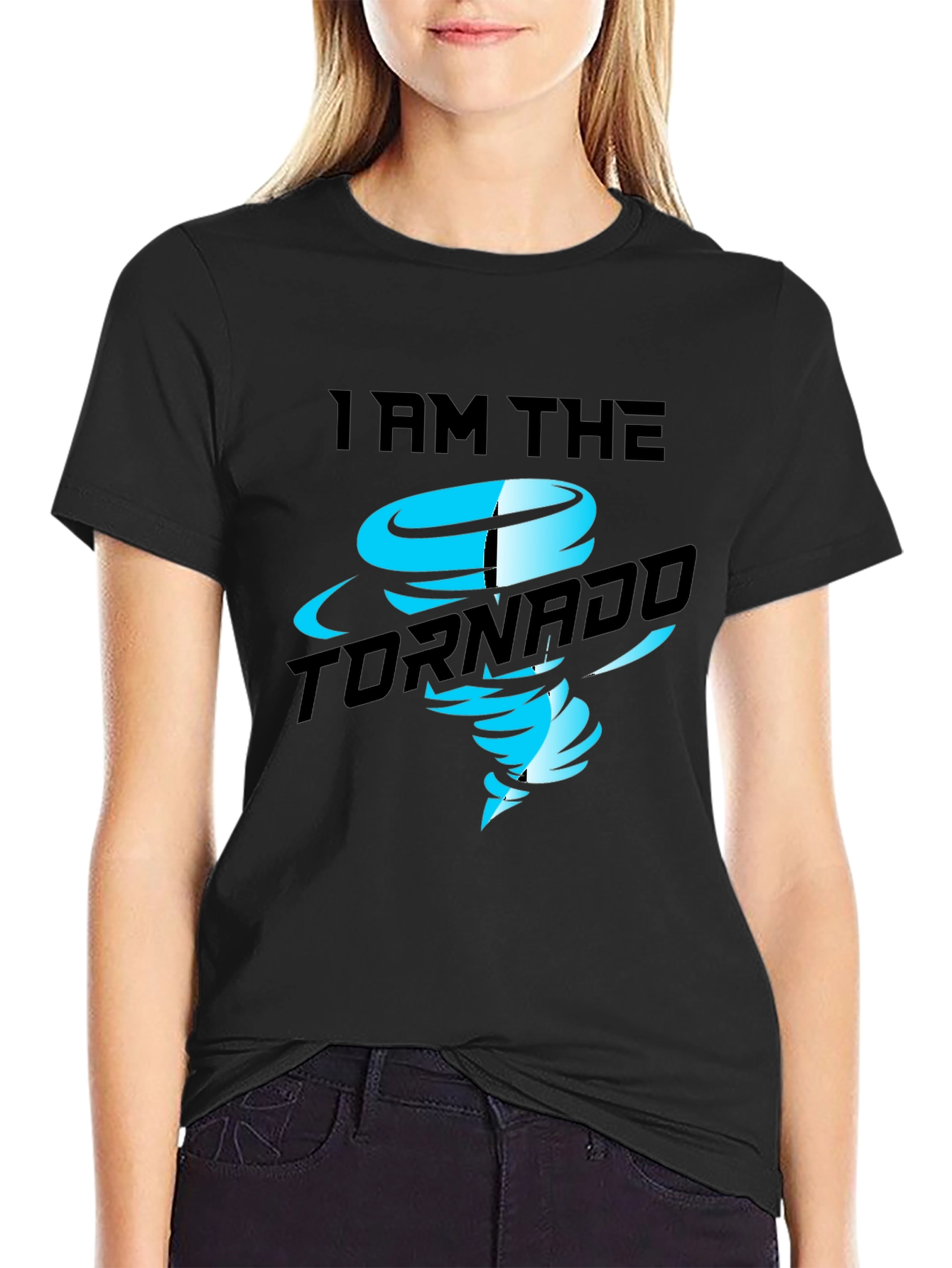 Black I am the Tornado Graphic Print Black T-Shirt view 2