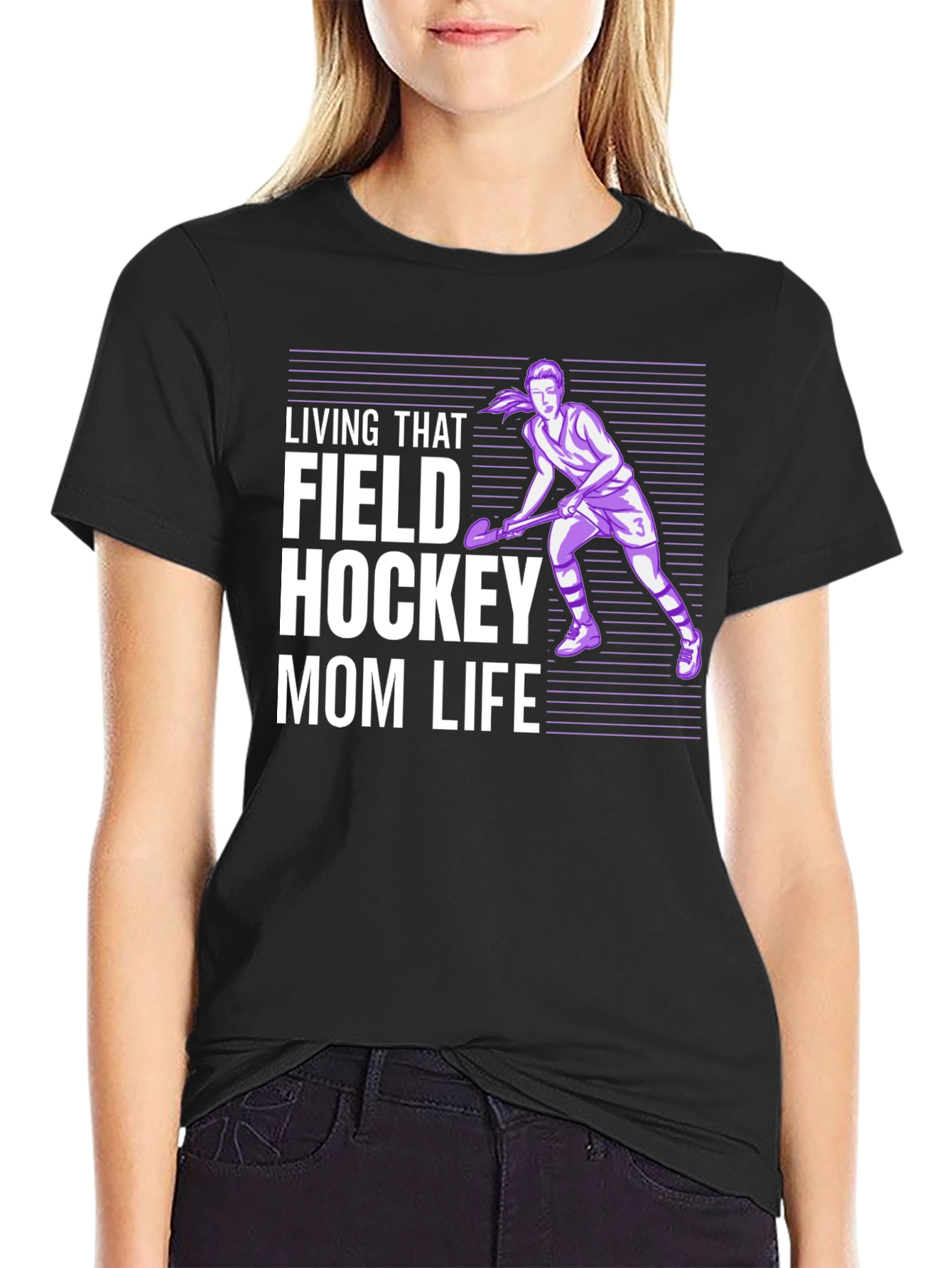 Black Field Hockey Mom Life Graphic Tee view 2