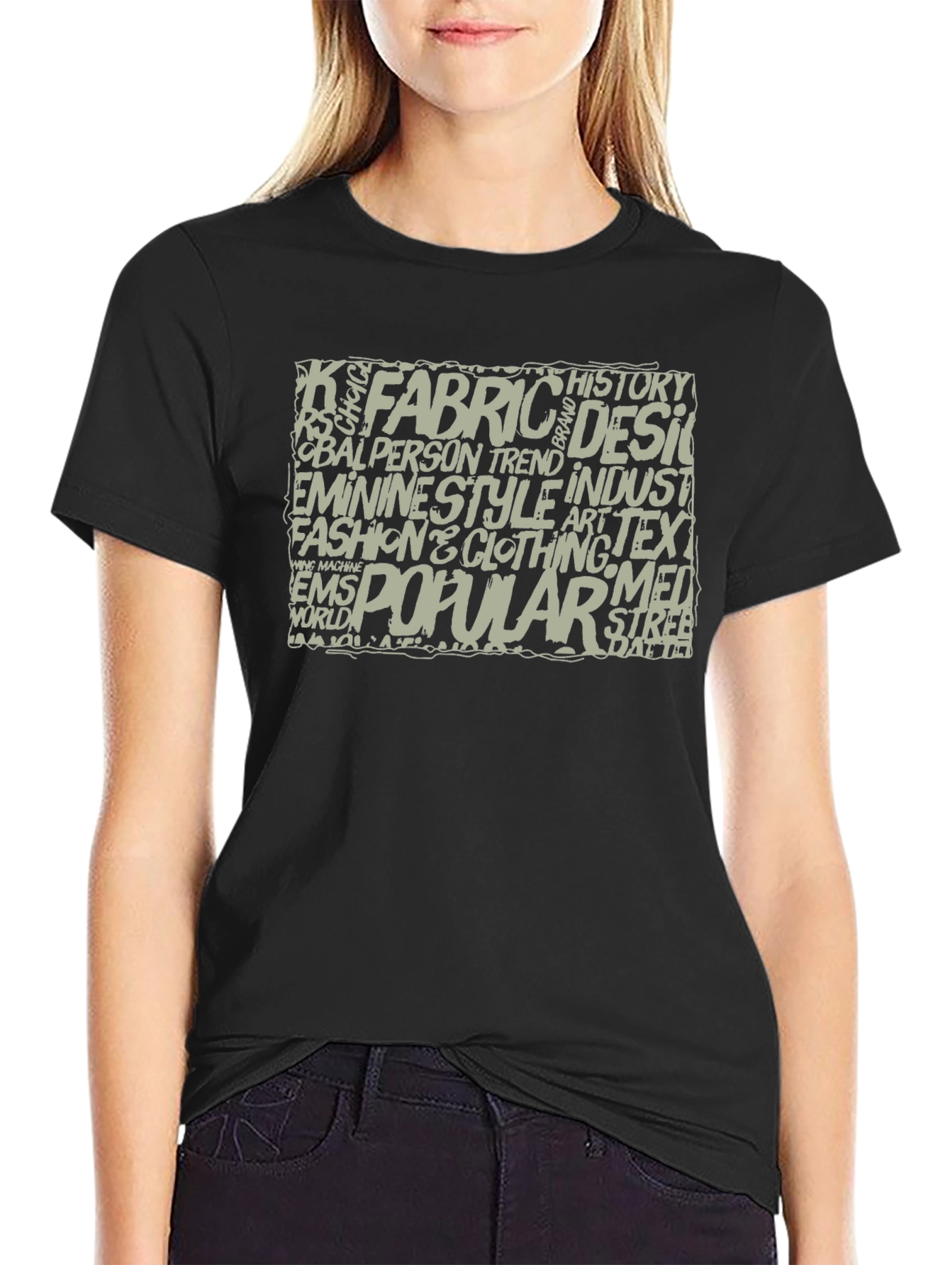 Black Word Art Graphic T-Shirt - Black view 2