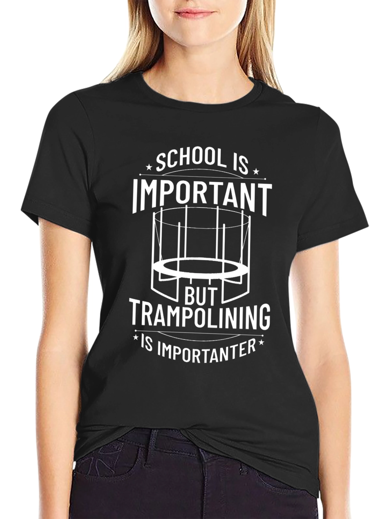 Black School vs Trampolining Graphic Tee view 2