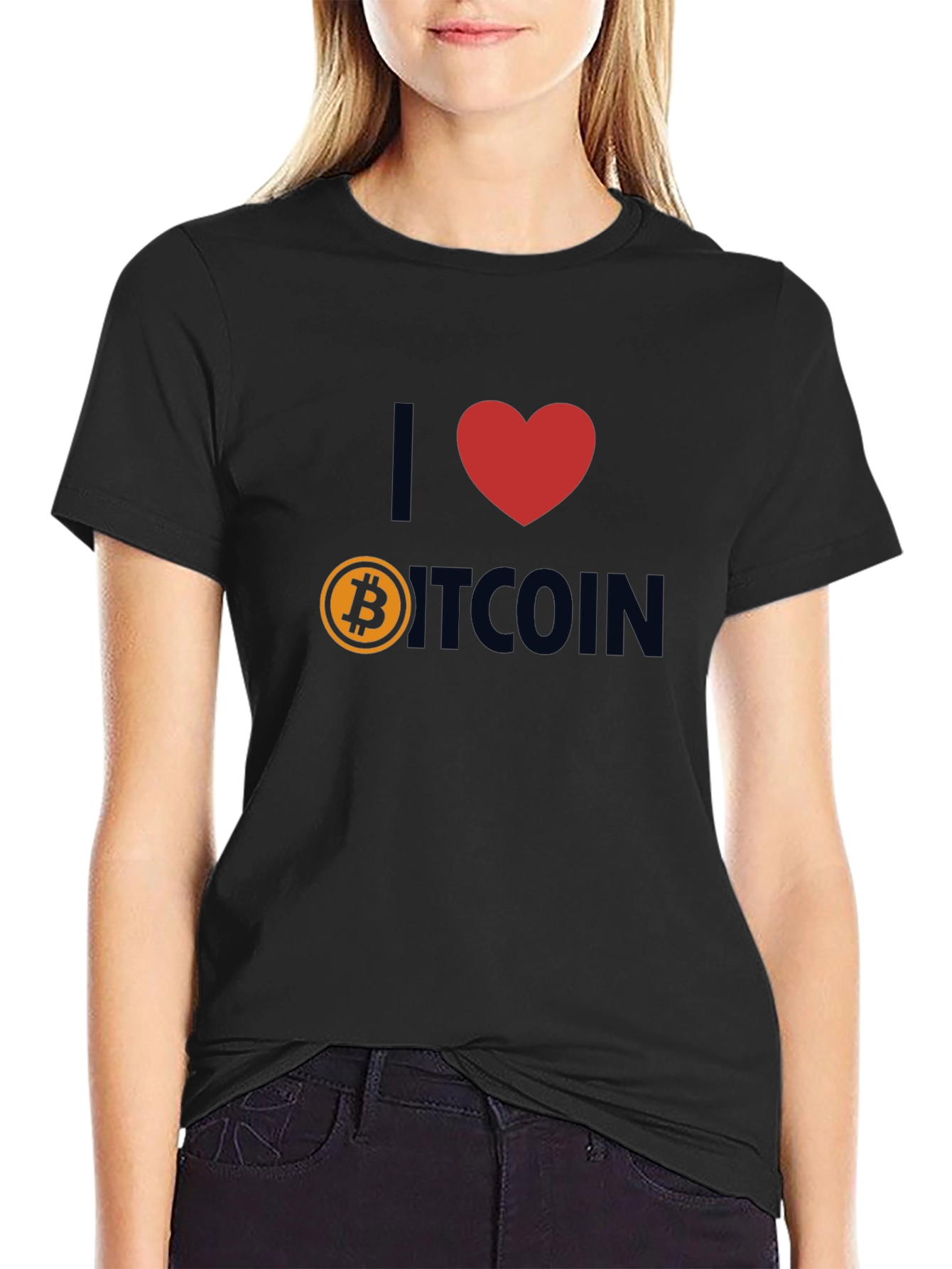 Black I Love Bitcoin T-Shirt - Crypto Fan Apparel view 2