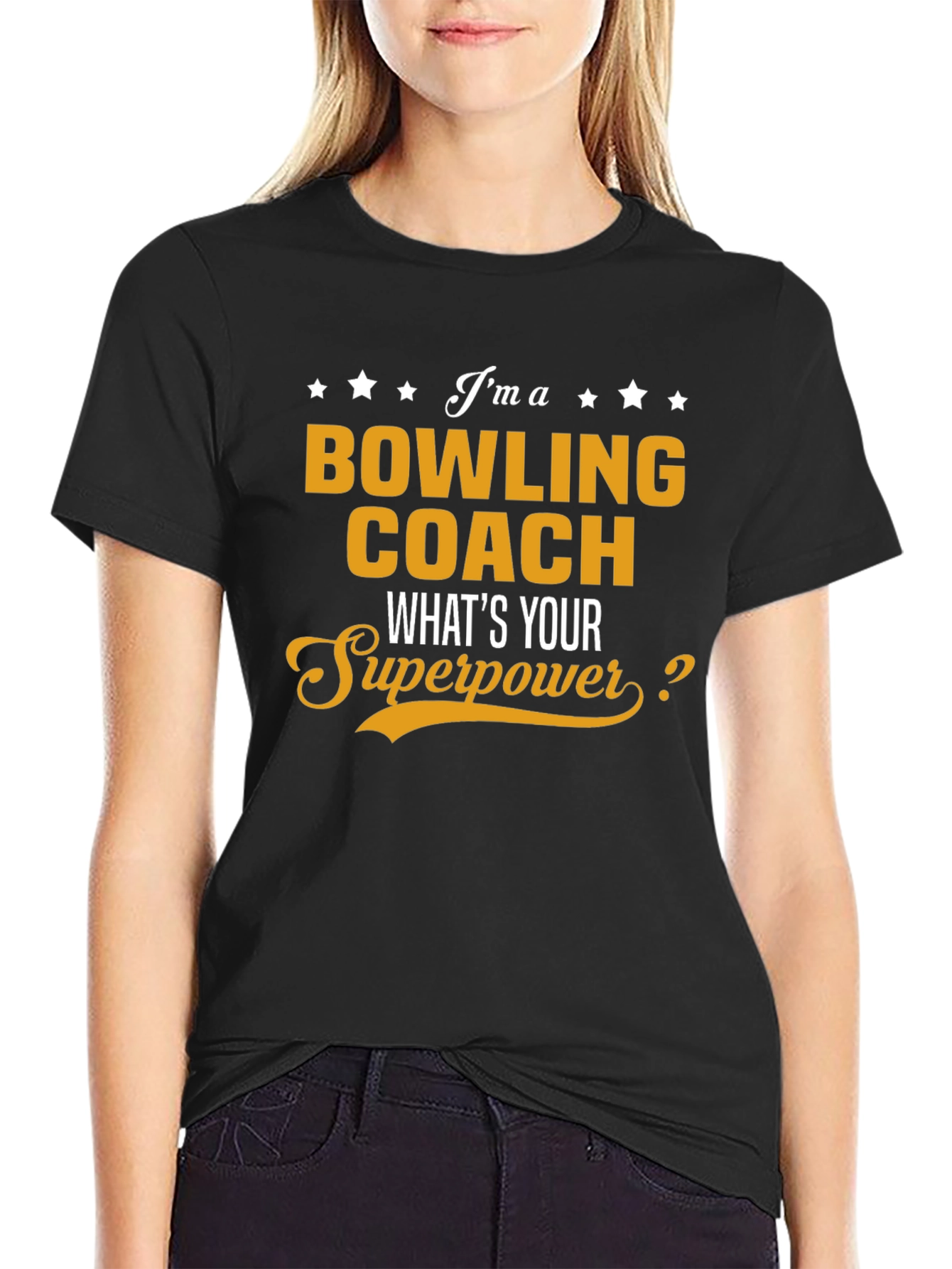 Black Bowling Coach Superpower Tee - Gift for Bowling Enthusiast view 2