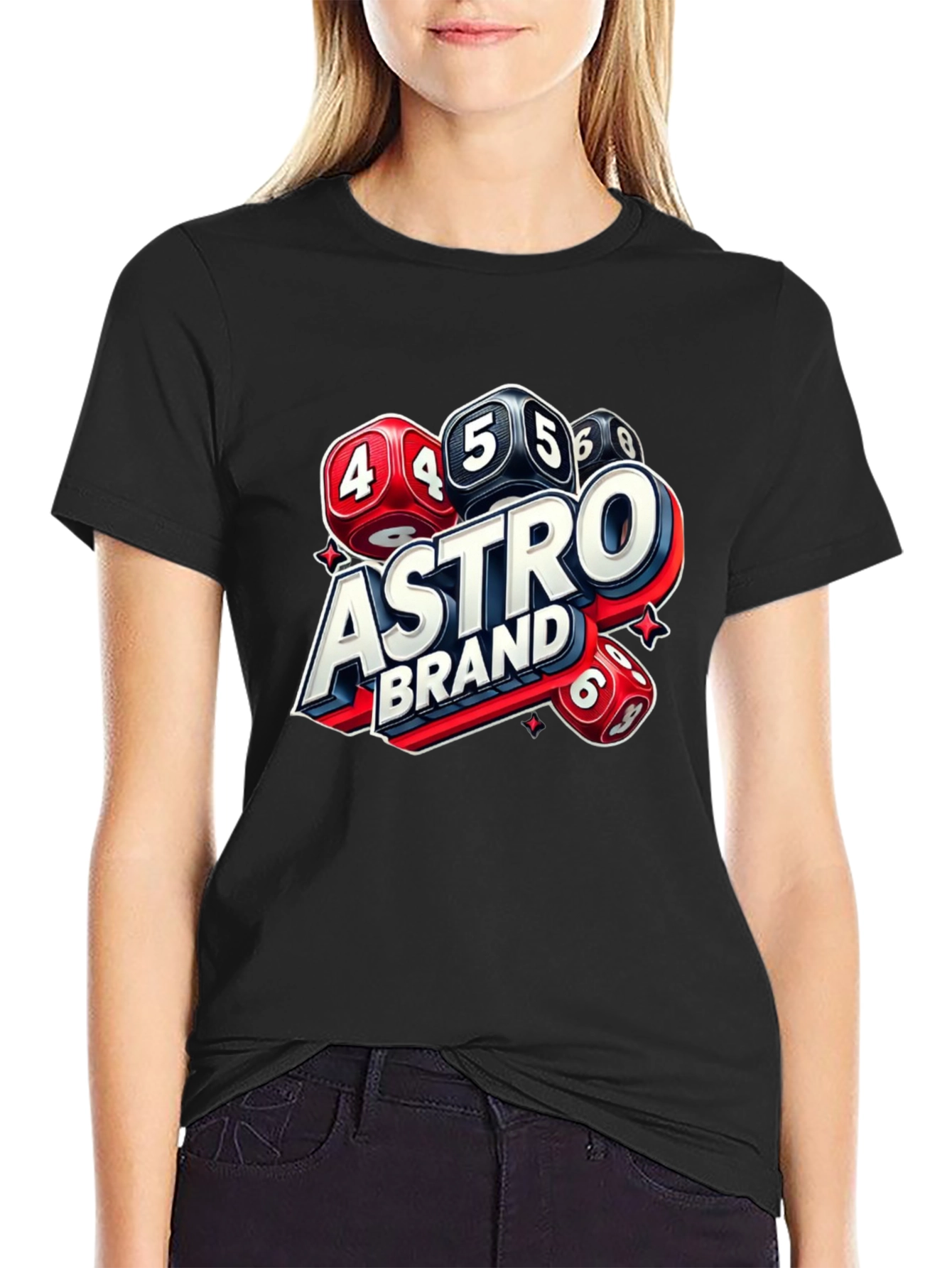 Black Astro Brand Dice Graphic T-Shirt view 2