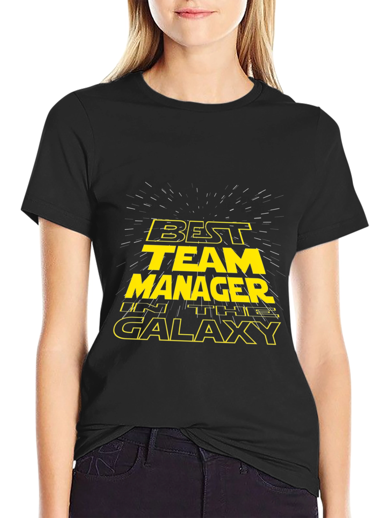 Black Best Team Manager in the Galaxy T-Shirt view 2