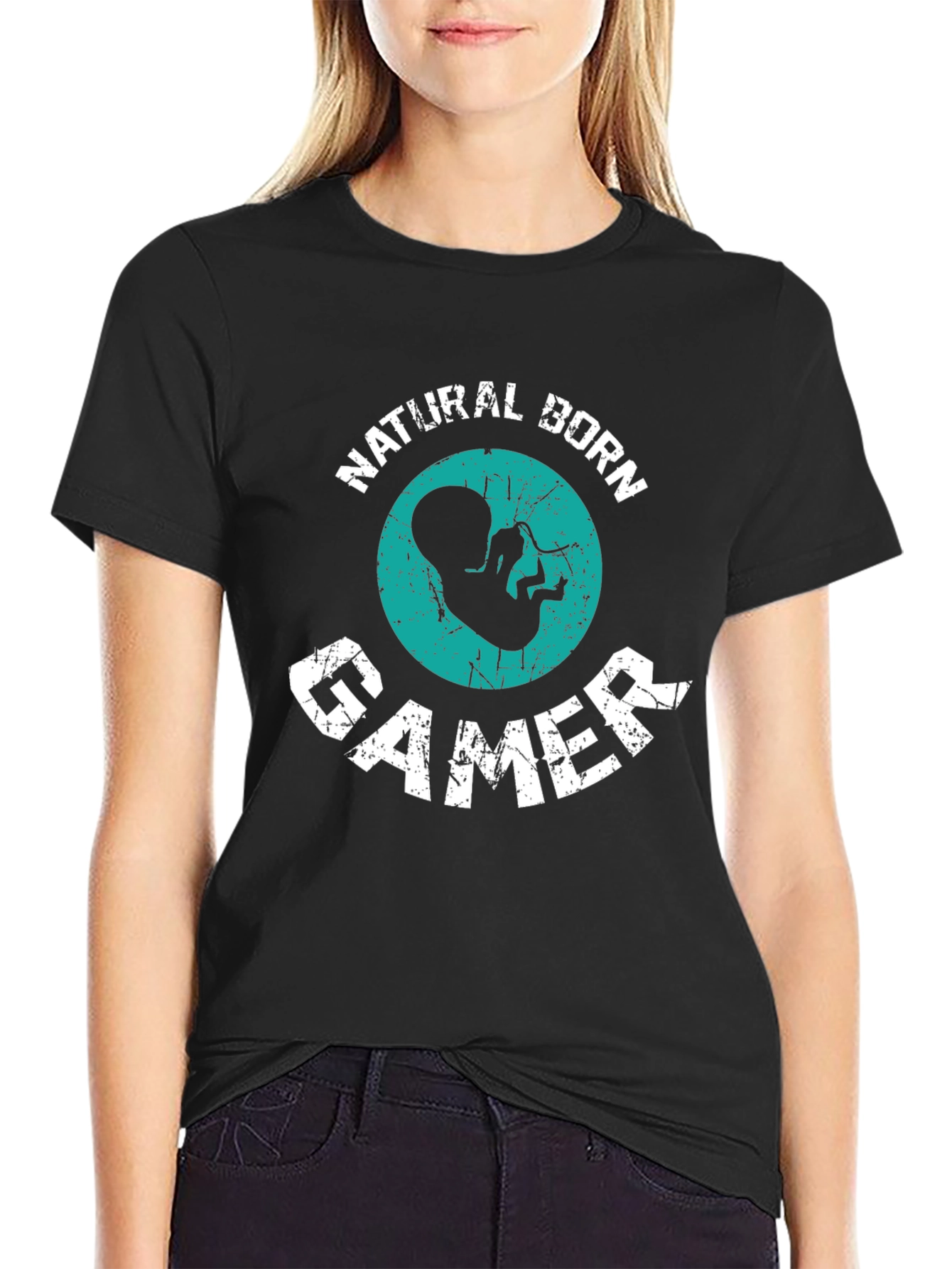 Black Natural Born Gamer Graphic Tee view 2