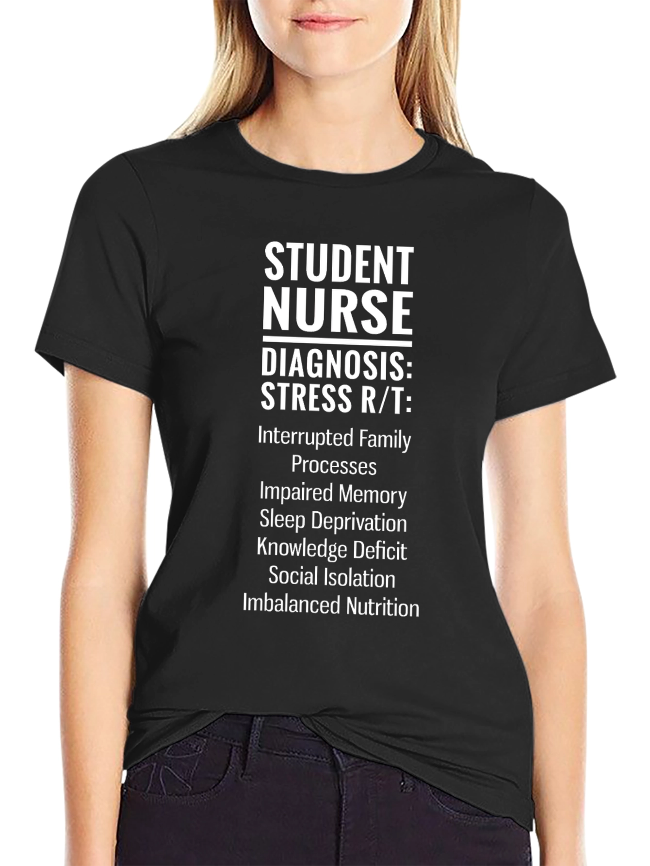 Black Student Nurse Stress Diagnosis T-Shirt view 2