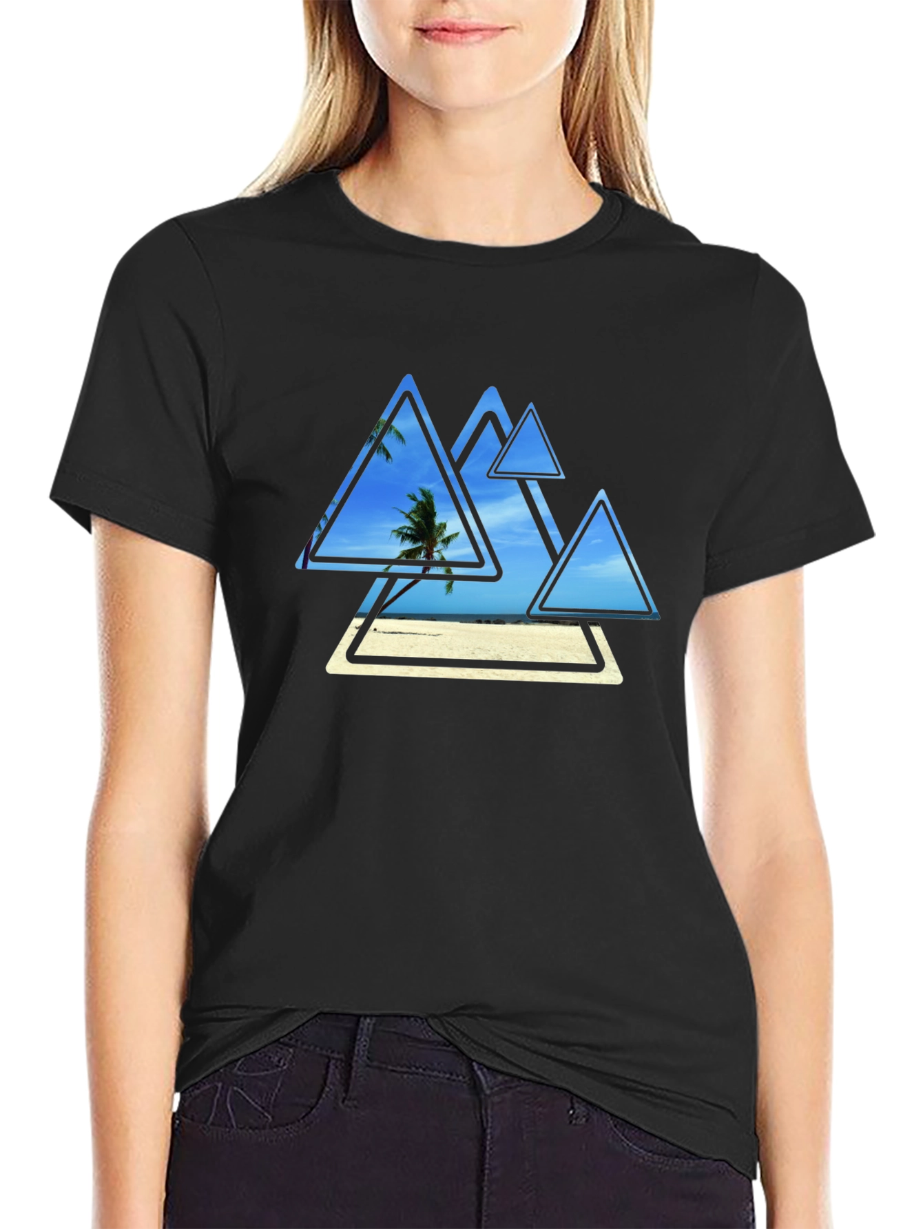 Black Tropical Triangle T-Shirt view 2