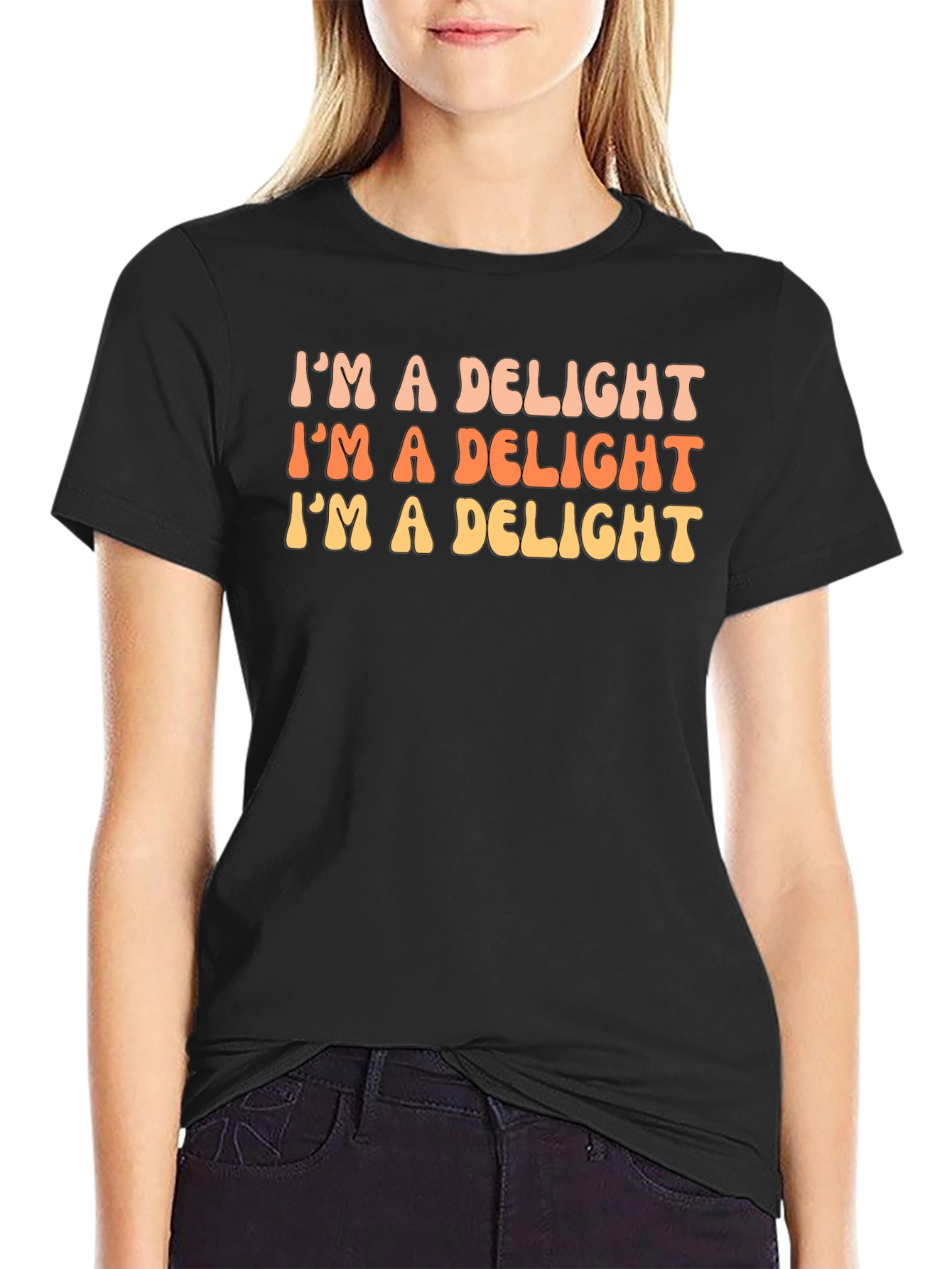 Black I'm A Delight Graphic Tee - Retro Style T-Shirt view 2