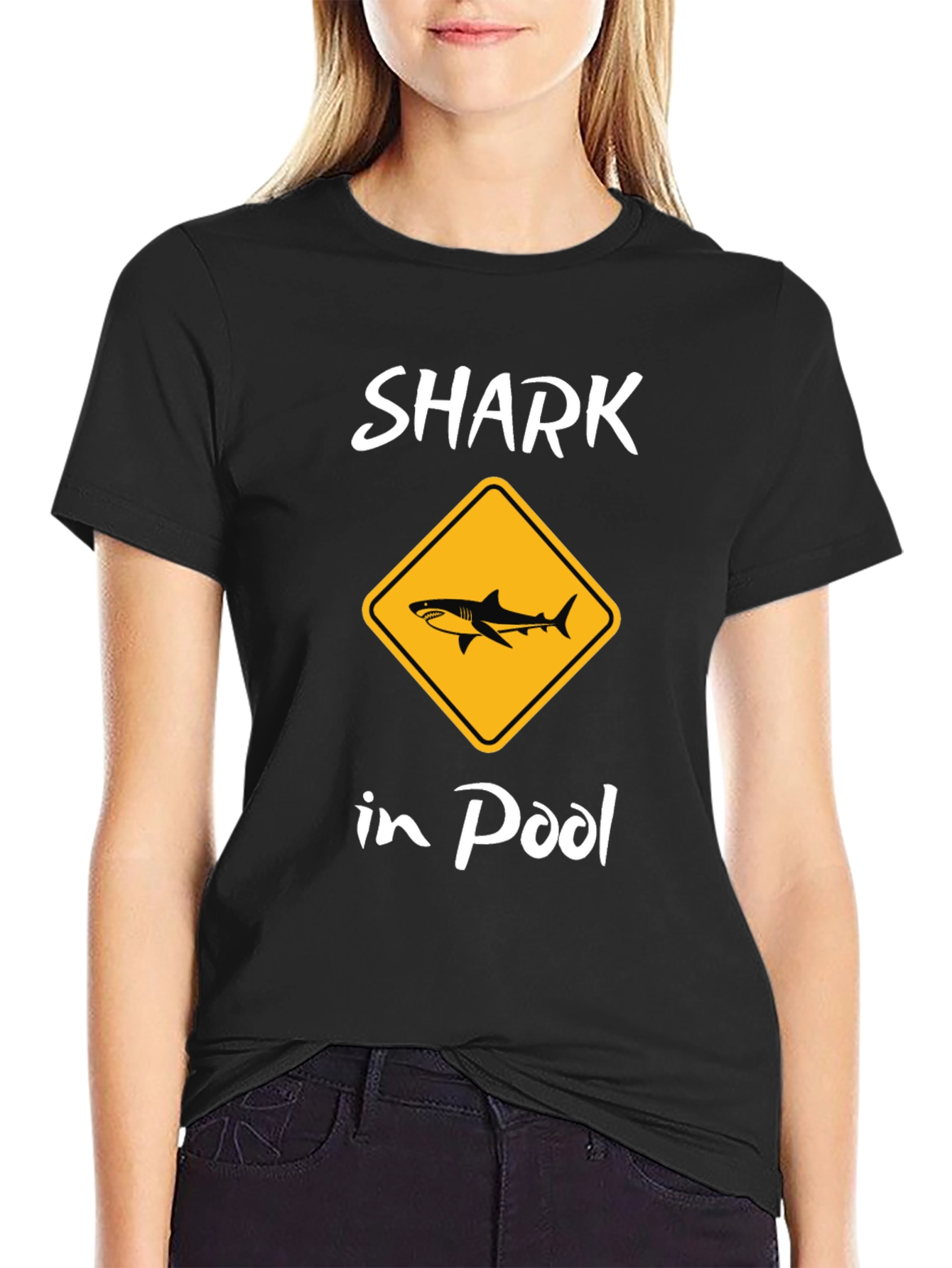 Black Shark in Pool Black Graphic T-Shirt view 2
