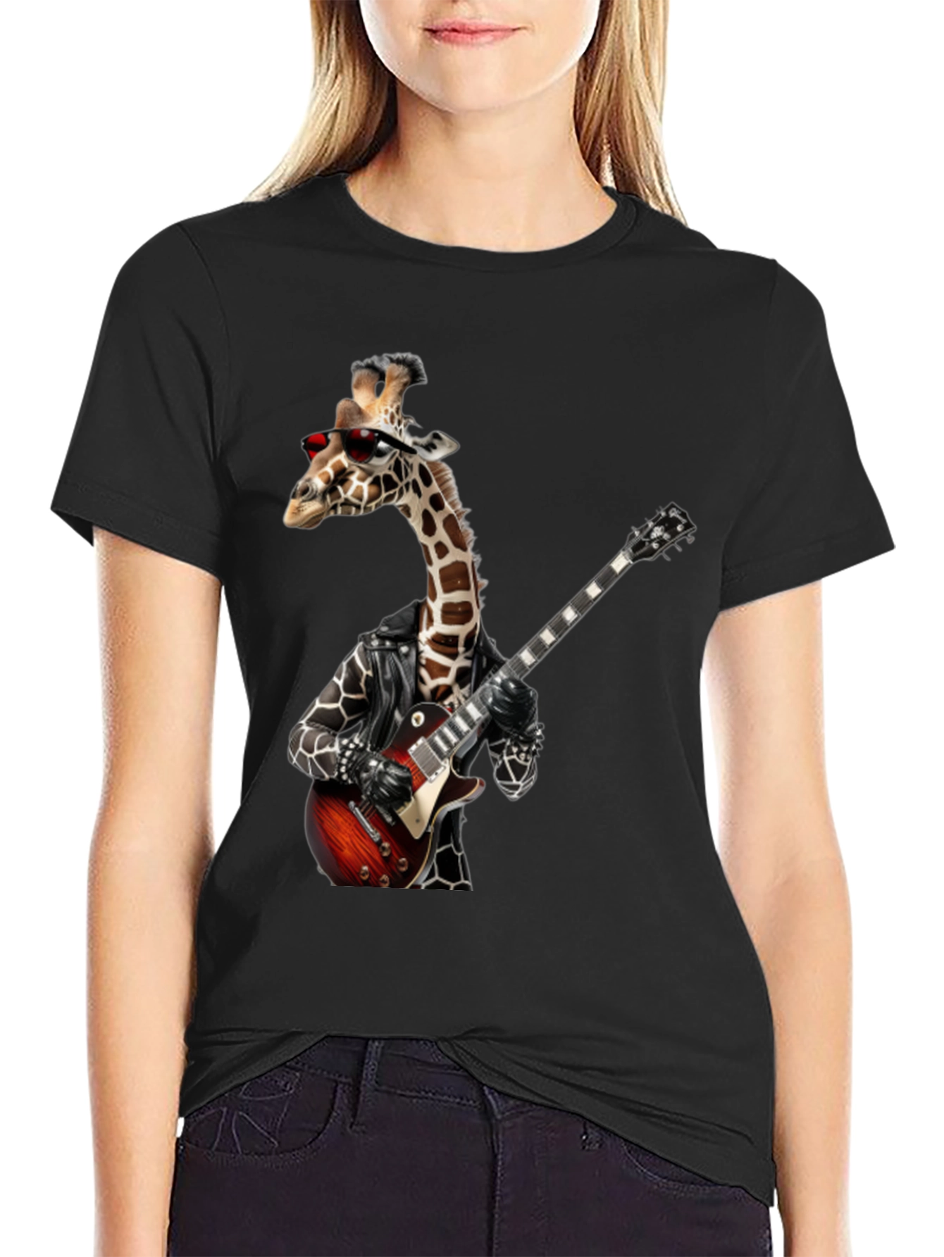 Black Giraffe Rocker Graphic Tee - Black view 2