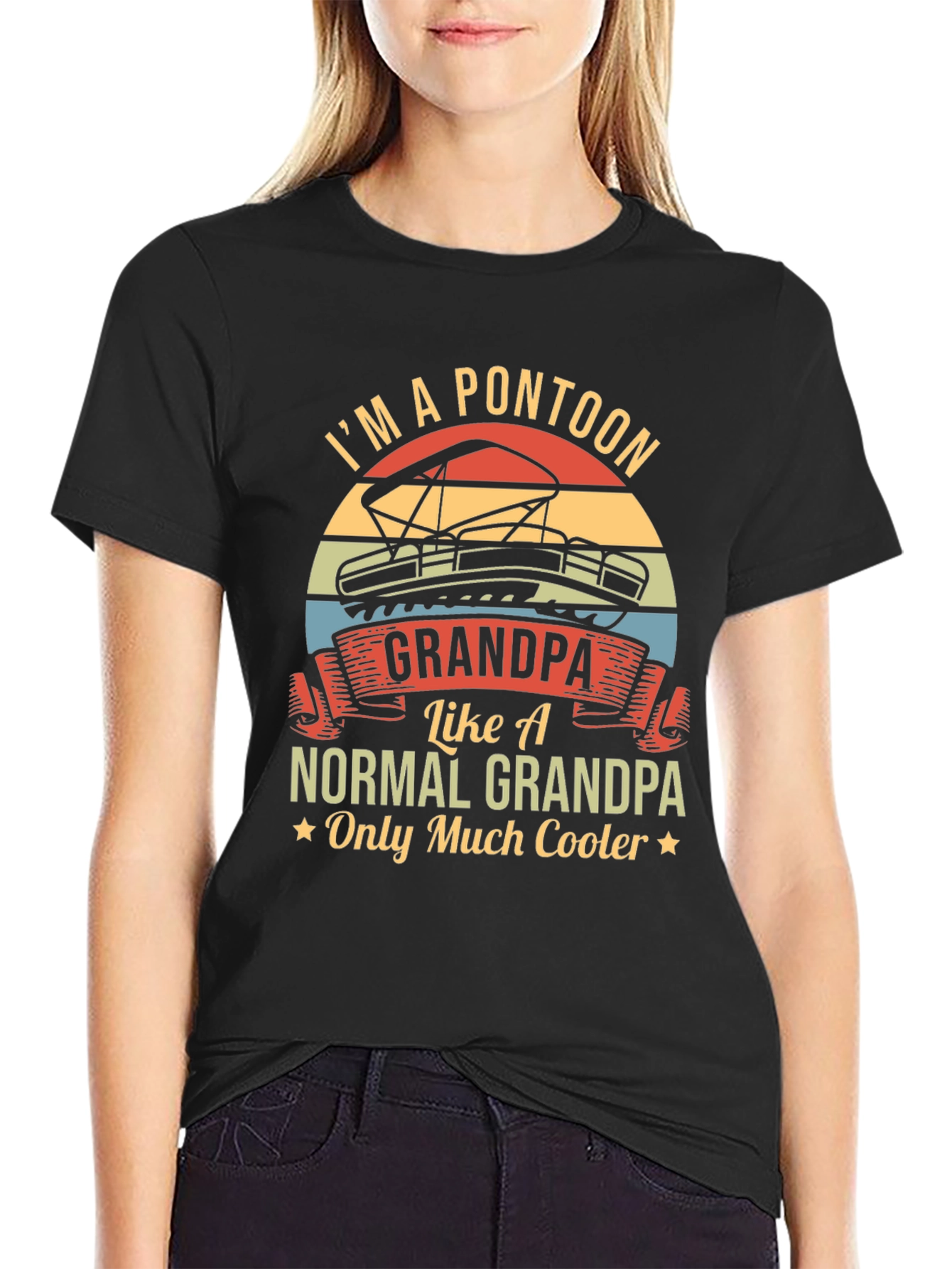 Black I'm A Pontoon Grandpa T-Shirt view 2