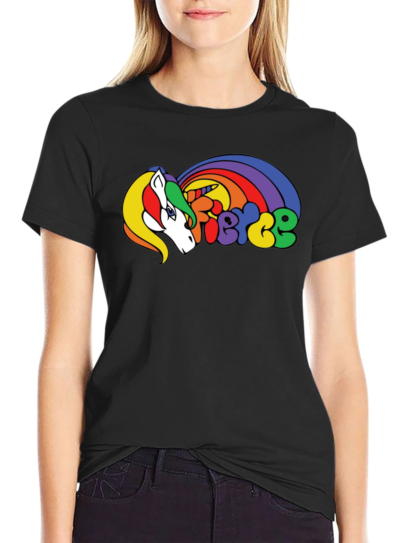 Black Fierce Unicorn Graphic T-Shirt - Black view 2