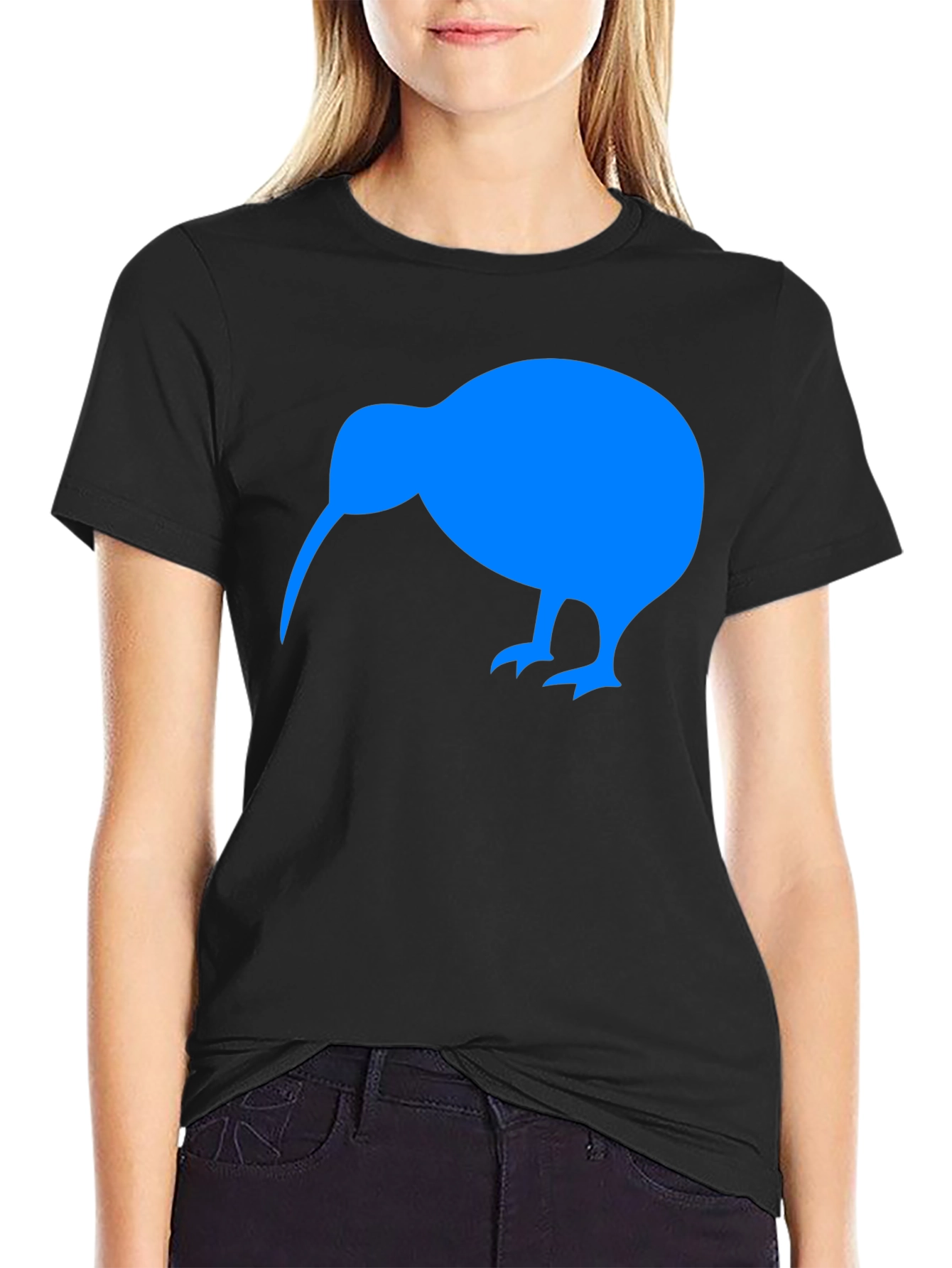 Black Kiwi Bird Graphic Tee - Black Cotton T-Shirt view 2