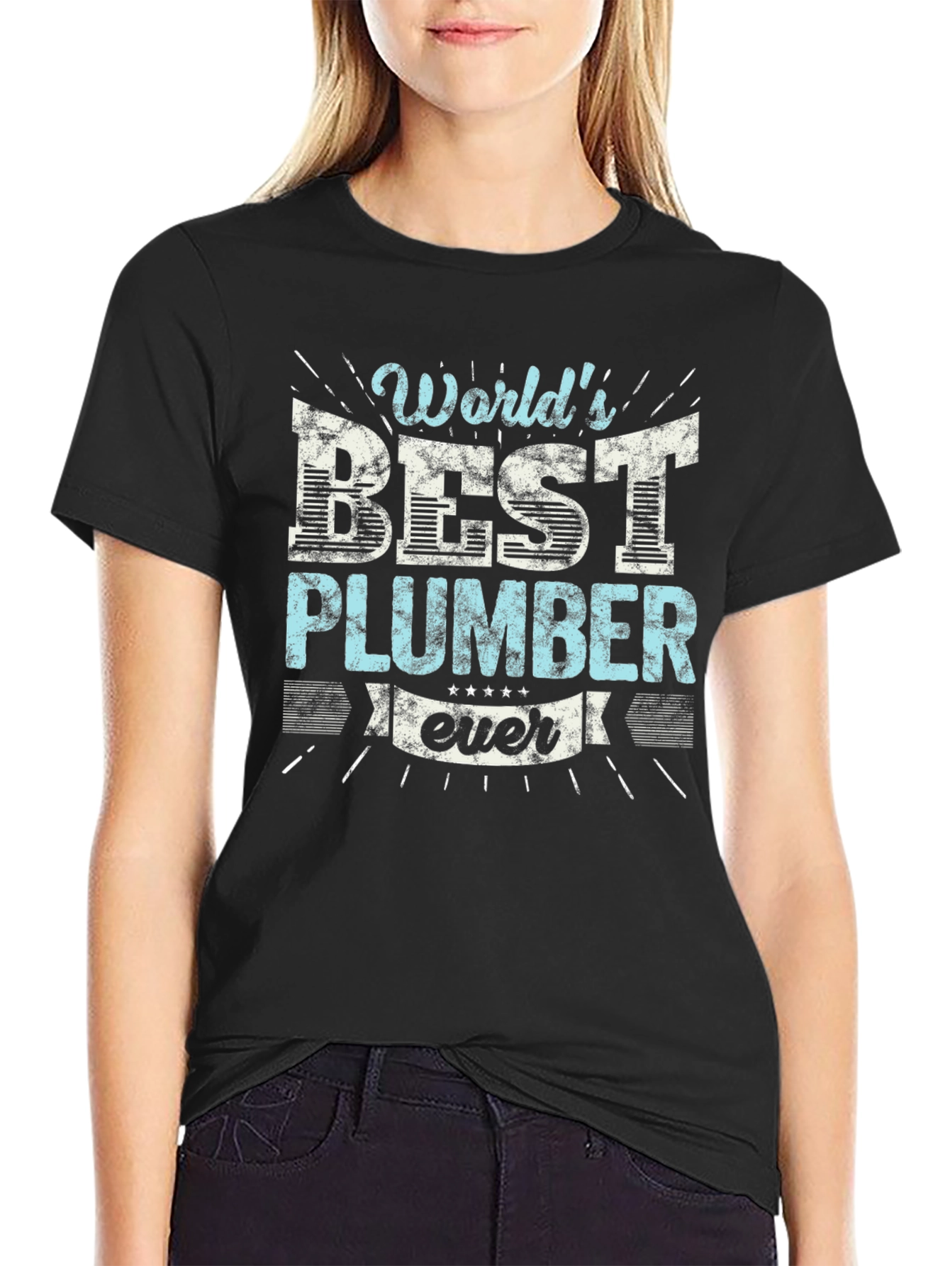 Black World's Best Plumber T-Shirt Funny Gift view 2