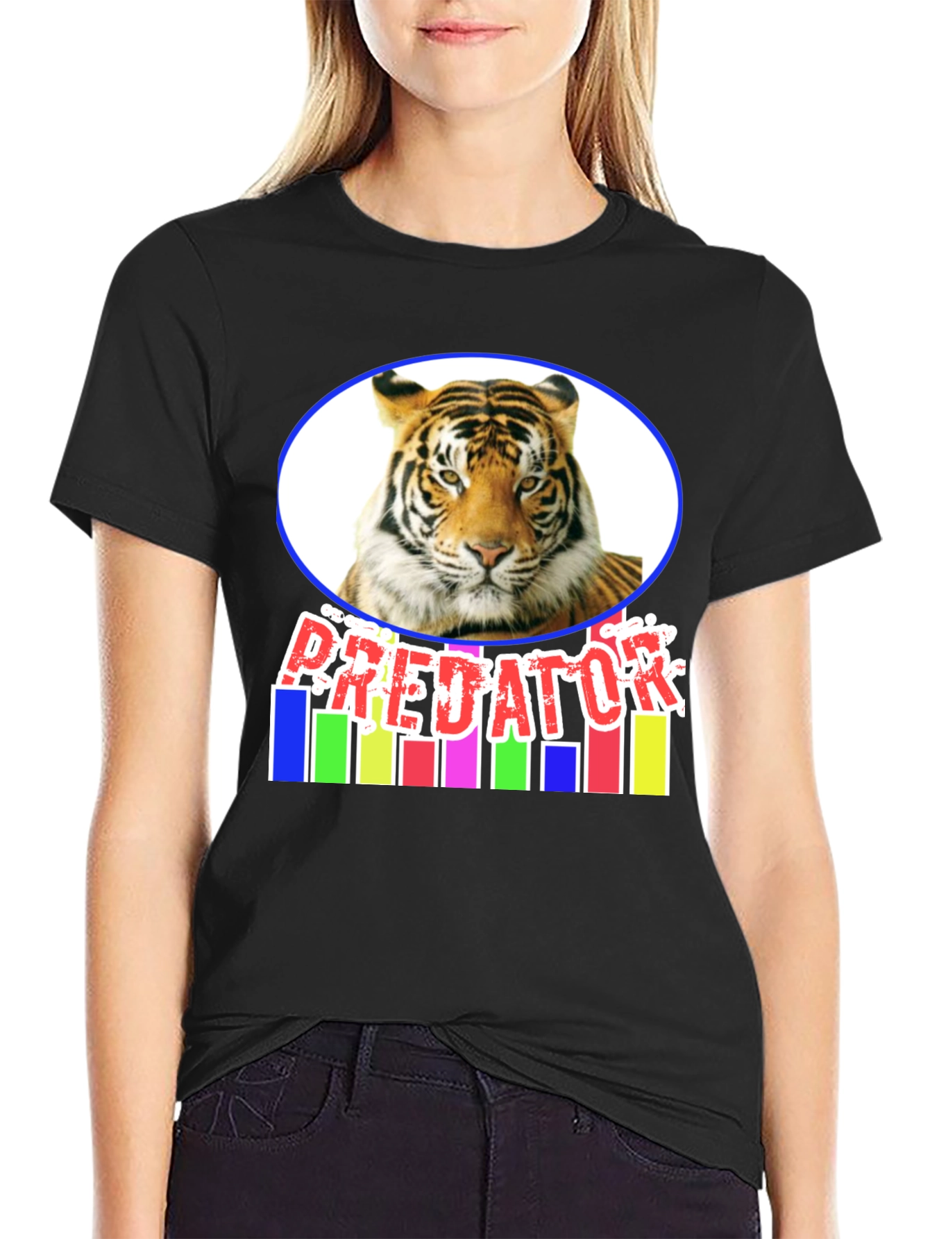 Black Predator Tiger Graphic Tee view 2