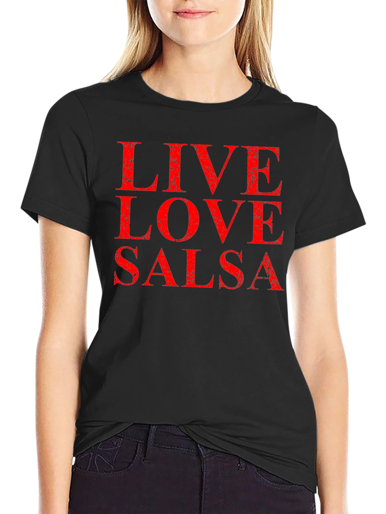Black Live Love Salsa Black Graphic T-Shirt view 2