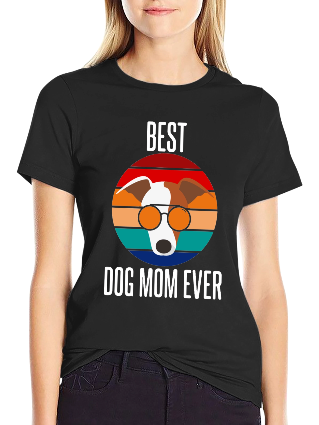 Black Best Dog Mom Ever Graphic Tee view 2