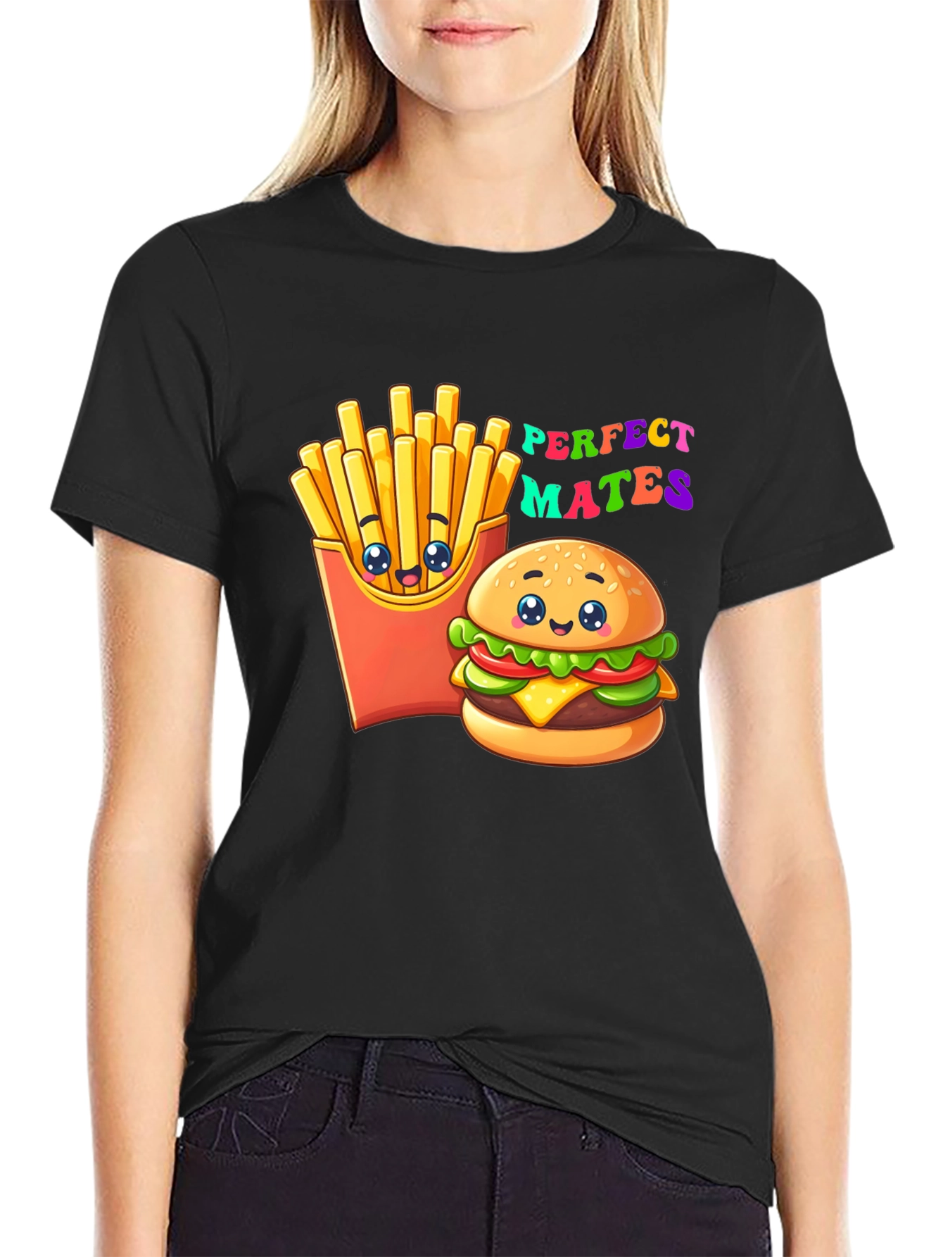 Black Perfect Mates Burger & Fries Graphic Tee view 2