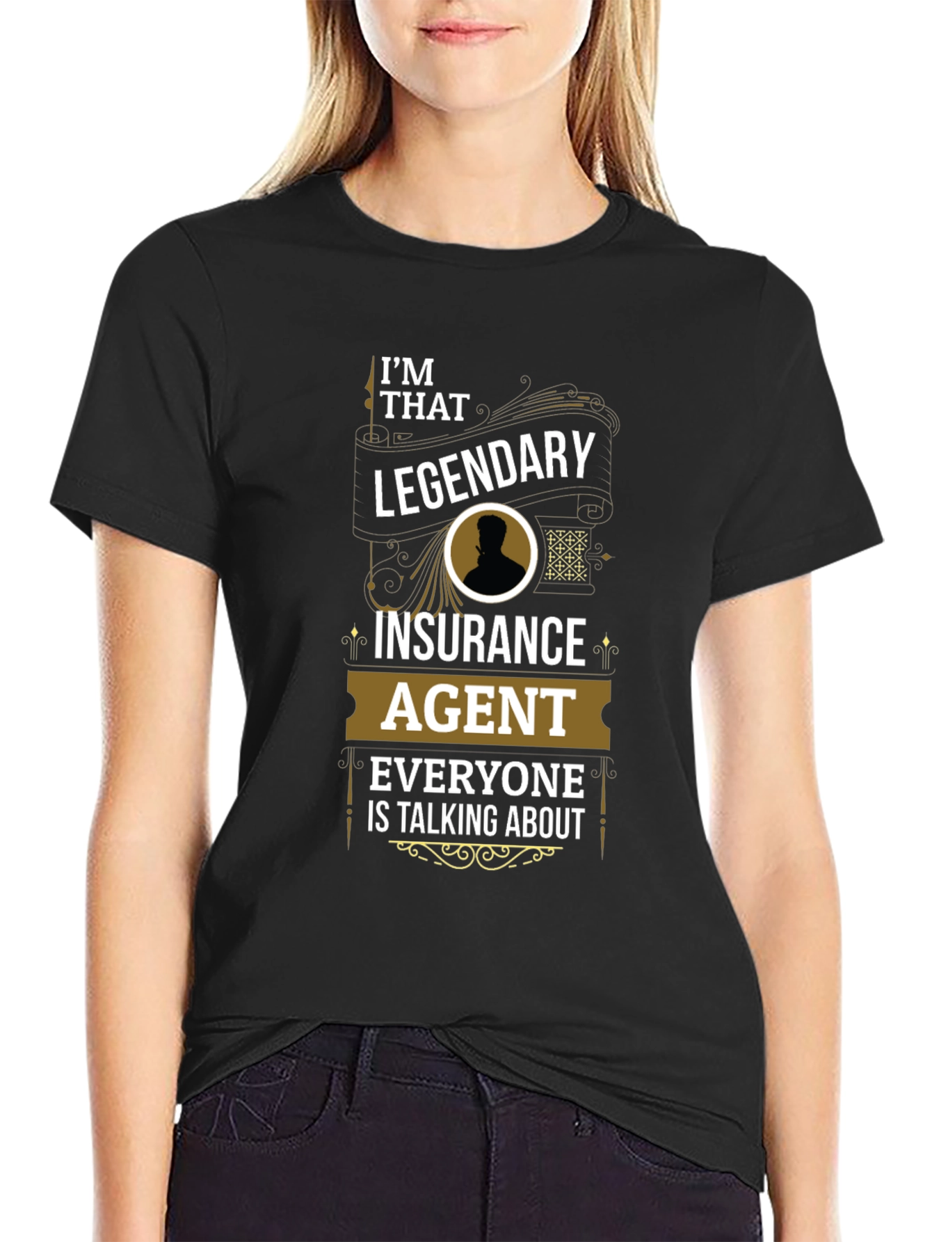 Black Legendary Insurance Agent T-Shirt - Bold Graphic Tee view 2