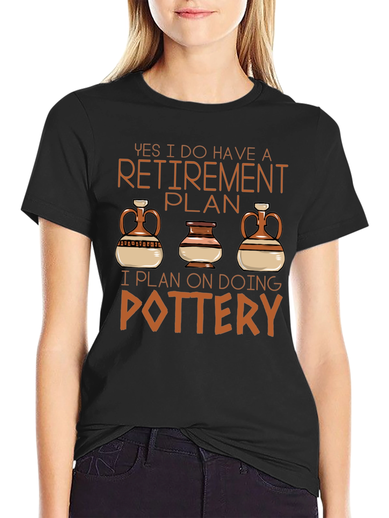 Black Retirement Plan Pottery T-Shirt view 2
