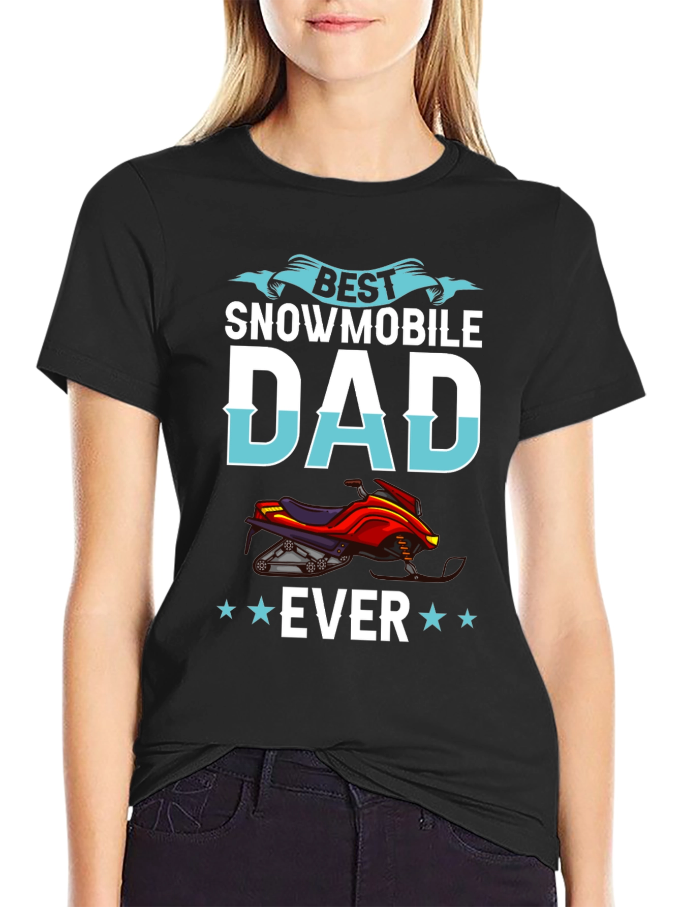 Black Best Snowmobile Dad Ever T-Shirt - Unique Gift view 2