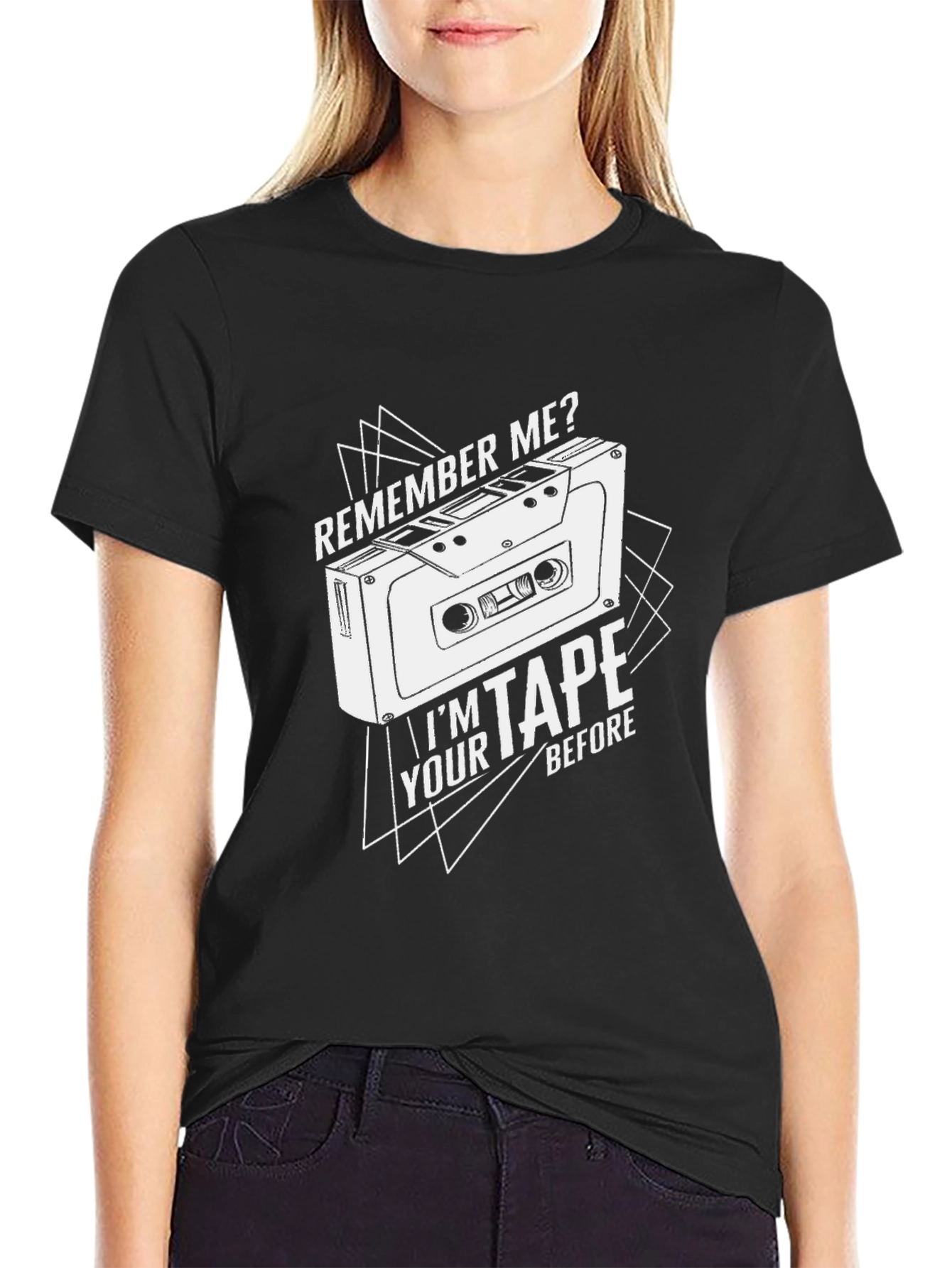 Black Remember Me? Retro Cassette Tape Graphic T-Shirt view 2
