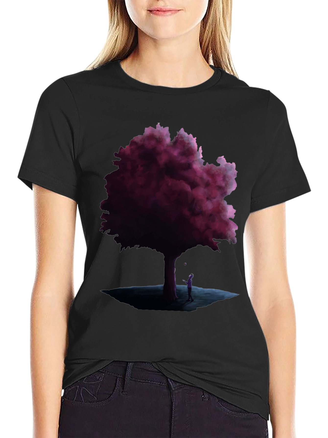 Mystic Tree Graphic Tee - Black Cotton Blend - 2