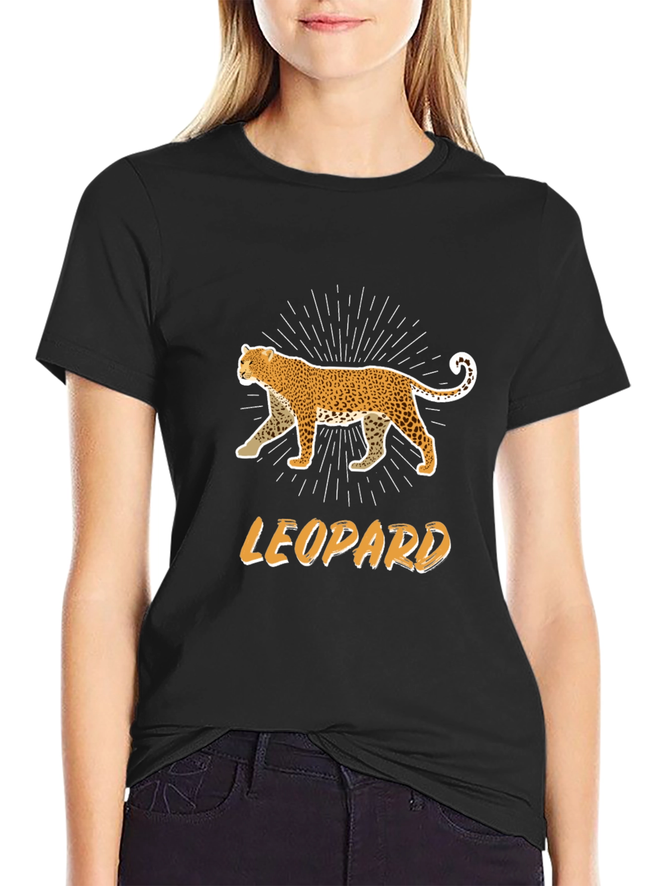Black Leopard Graphic T-Shirt - Black Cotton Tee view 2
