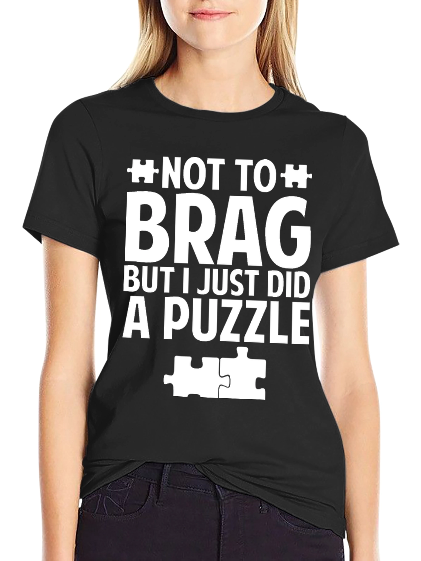 Black Puzzle Solved! Funny Graphic T-Shirt view 2