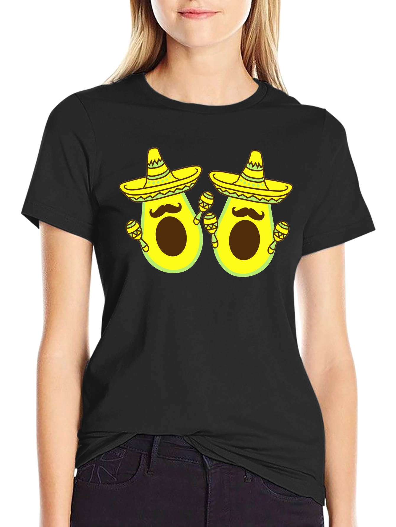 Black Funny Avocado Fiesta T-Shirt view 2