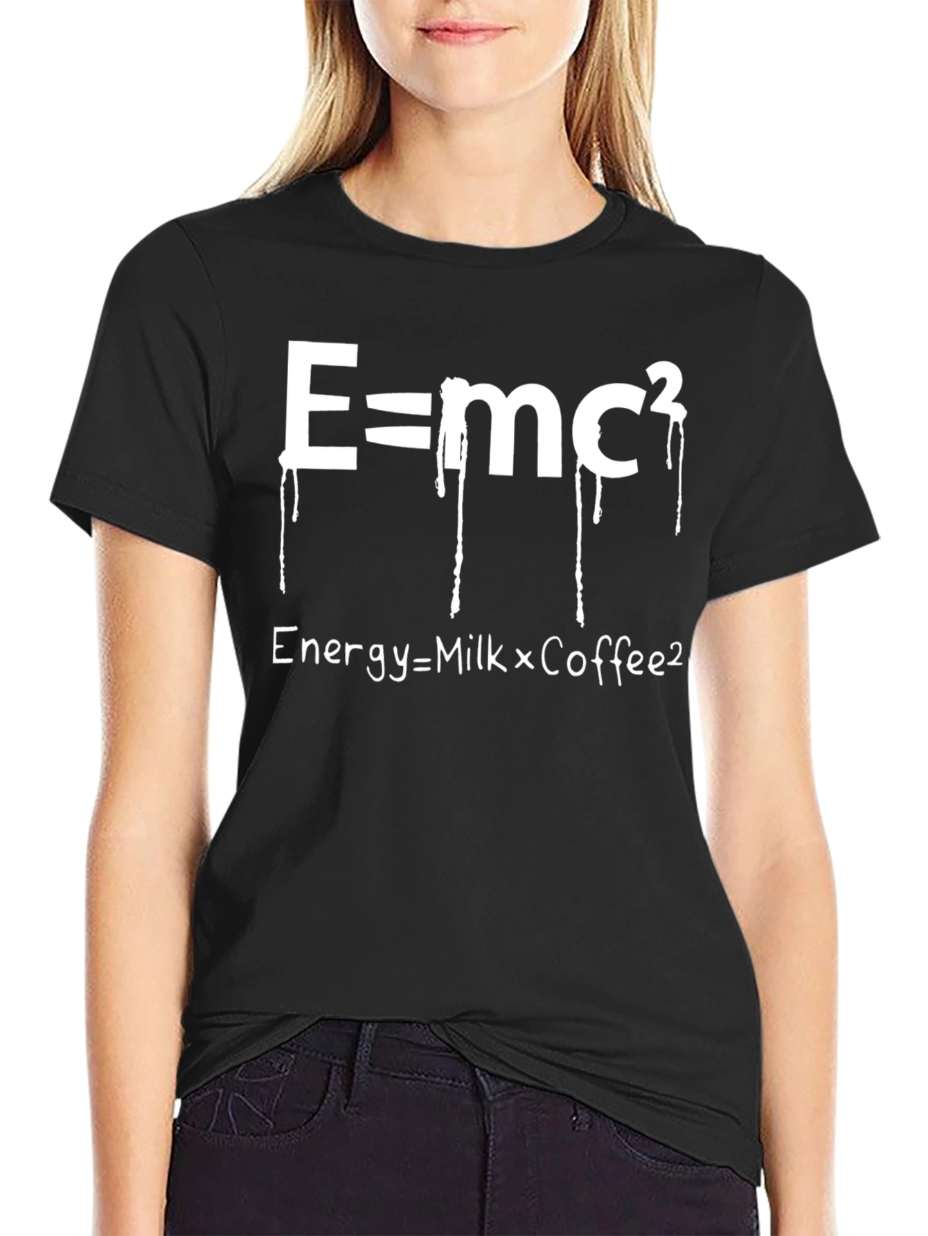 Black E=mc² Coffee T-Shirt - Energy Formula Tee view 2