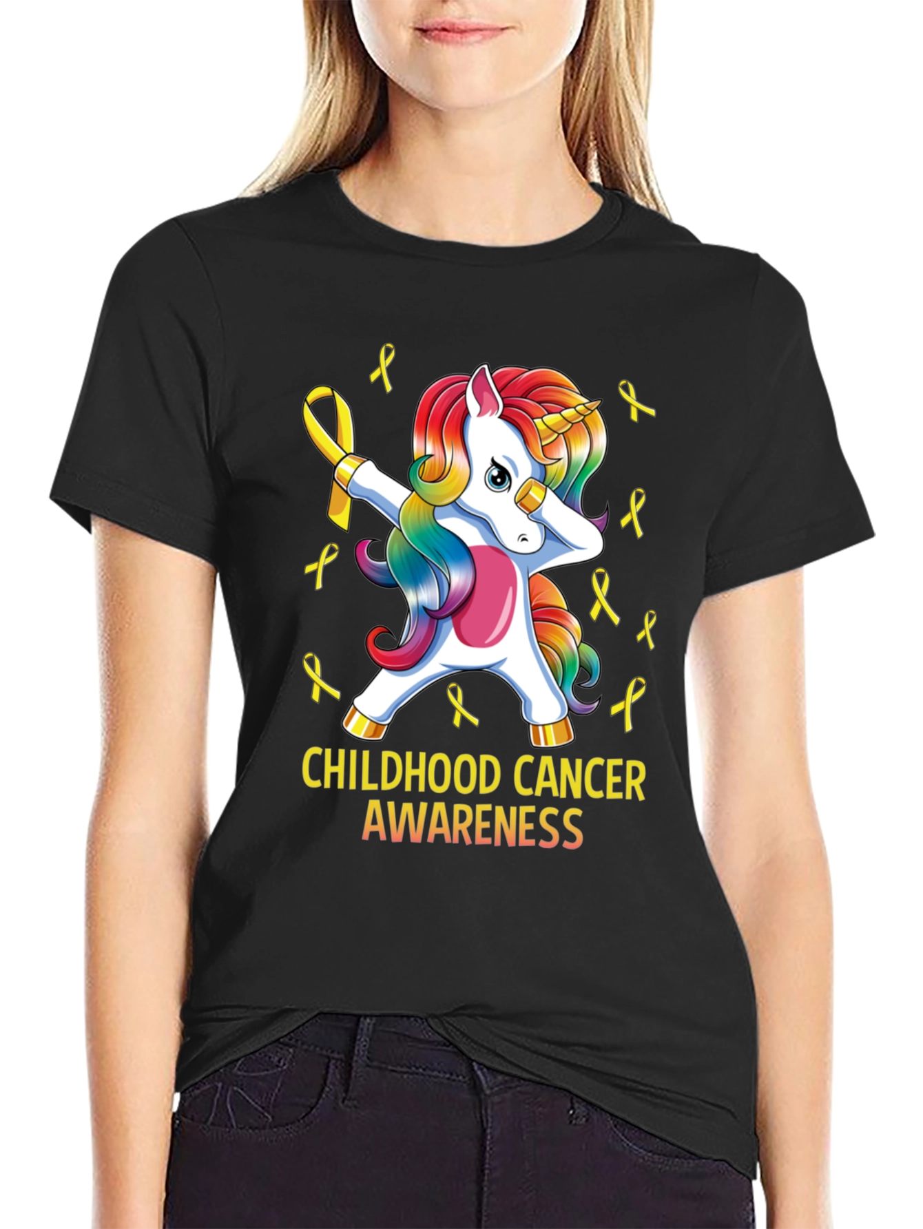 Childhood Cancer Awareness Unicorn Ribbon T-Shirt - 2