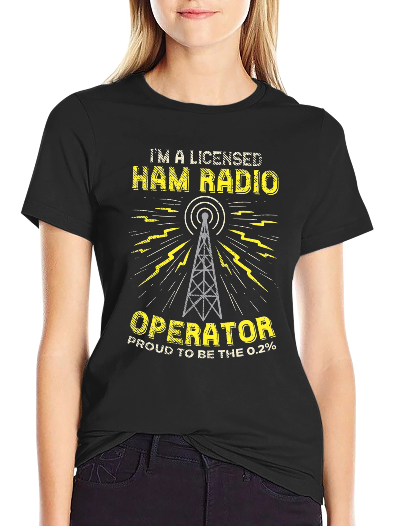 Black Licensed Ham Radio Operator T-Shirt view 2