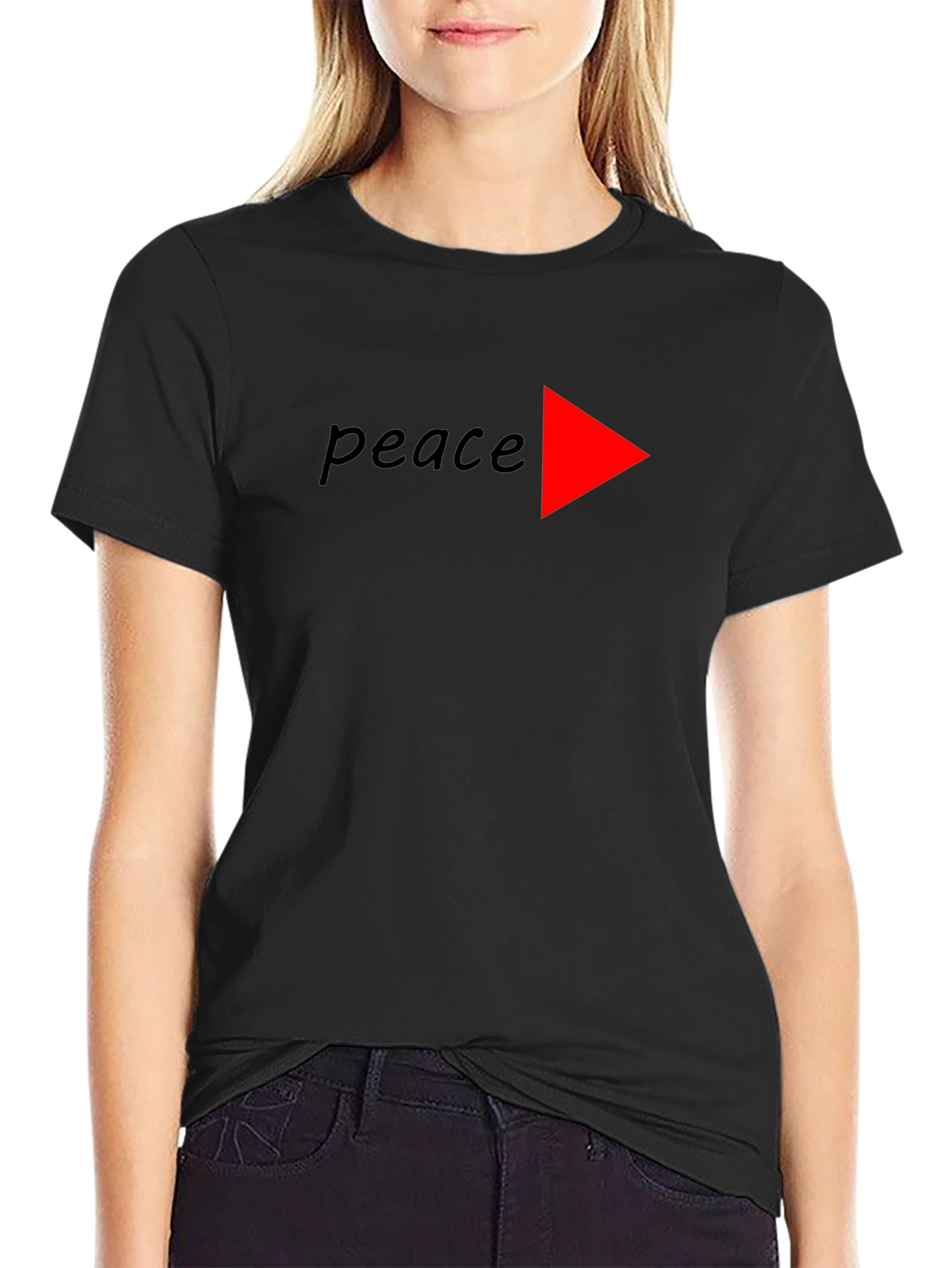 Black Peace Sign T-Shirt - Modern Graphic Tee view 2