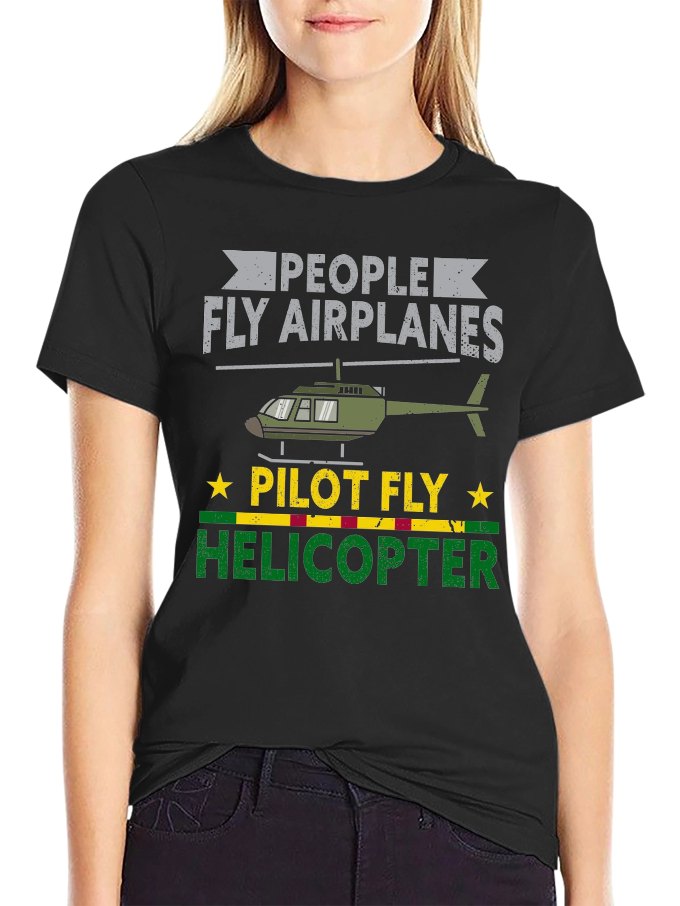 Black People Fly Airplanes Pilot Fly Helicopter T-Shirt view 2