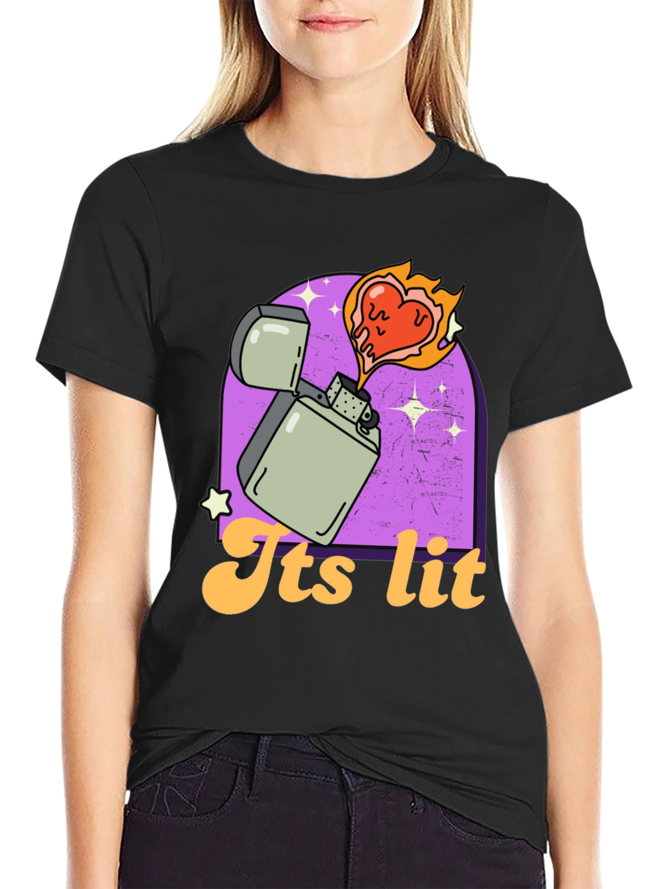 Black Its Lit T-Shirt - Novelty Graphic Tee view 2