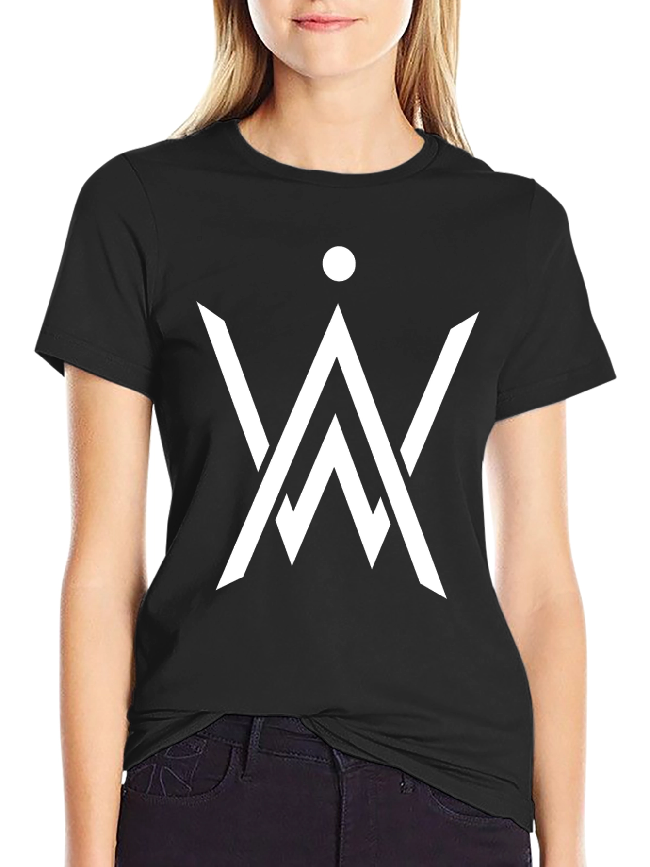 Black Geometric Logo Black T-Shirt - Modern Minimalist Design view 2