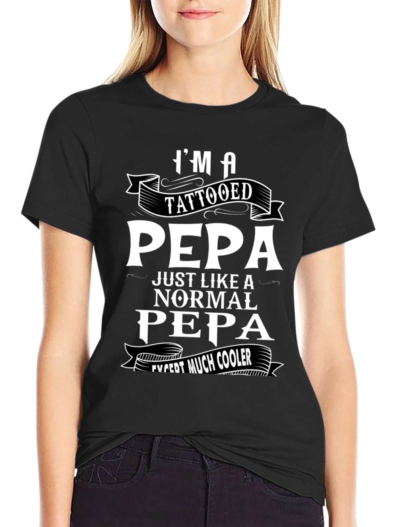 Black Tattooed Pepa Graphic T-Shirt - Cool, Unique, Stylish view 2