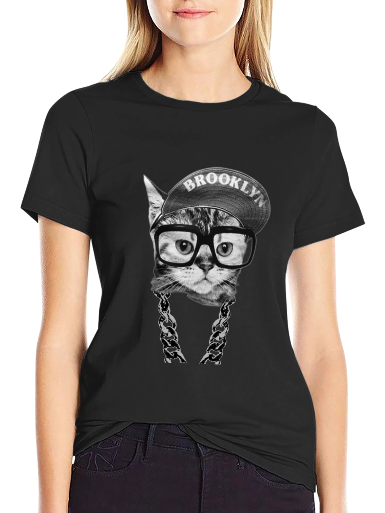 Black Brooklyn Cat T-Shirt - Hip Hop Style! view 2