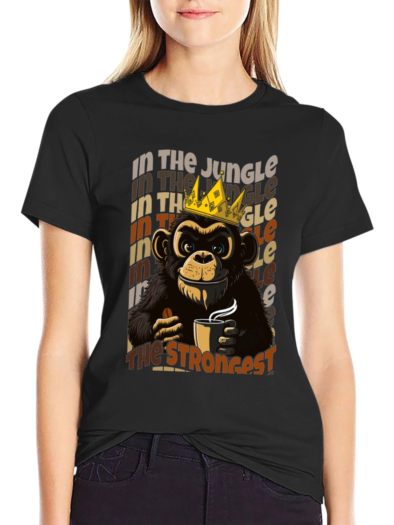 Black King Monkey Coffee T-Shirt - Jungle Strongest view 2