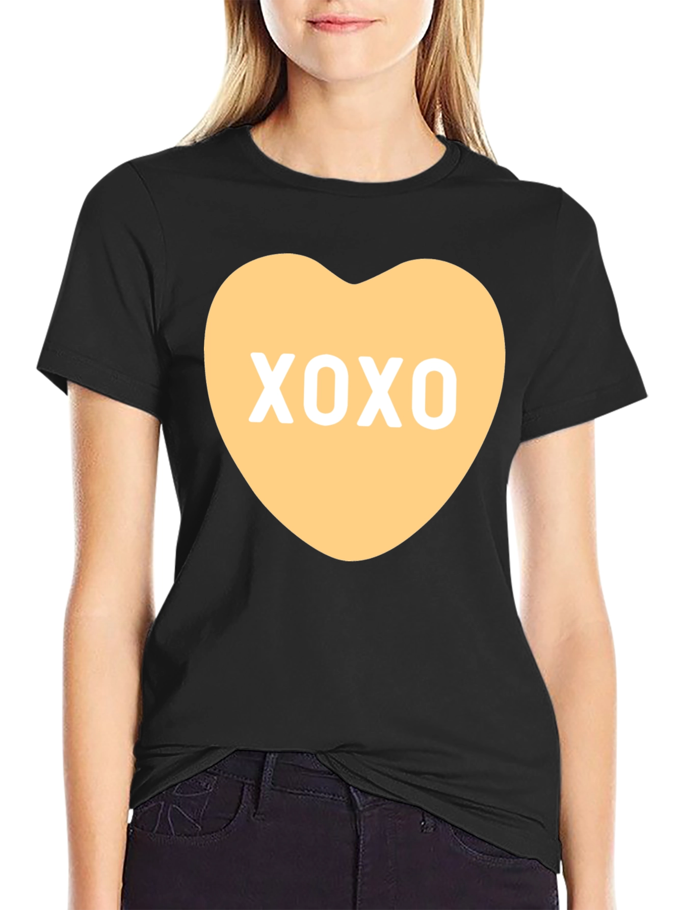 Black XOXO Heart Graphic Tee - Valentine's Day Shirt view 2