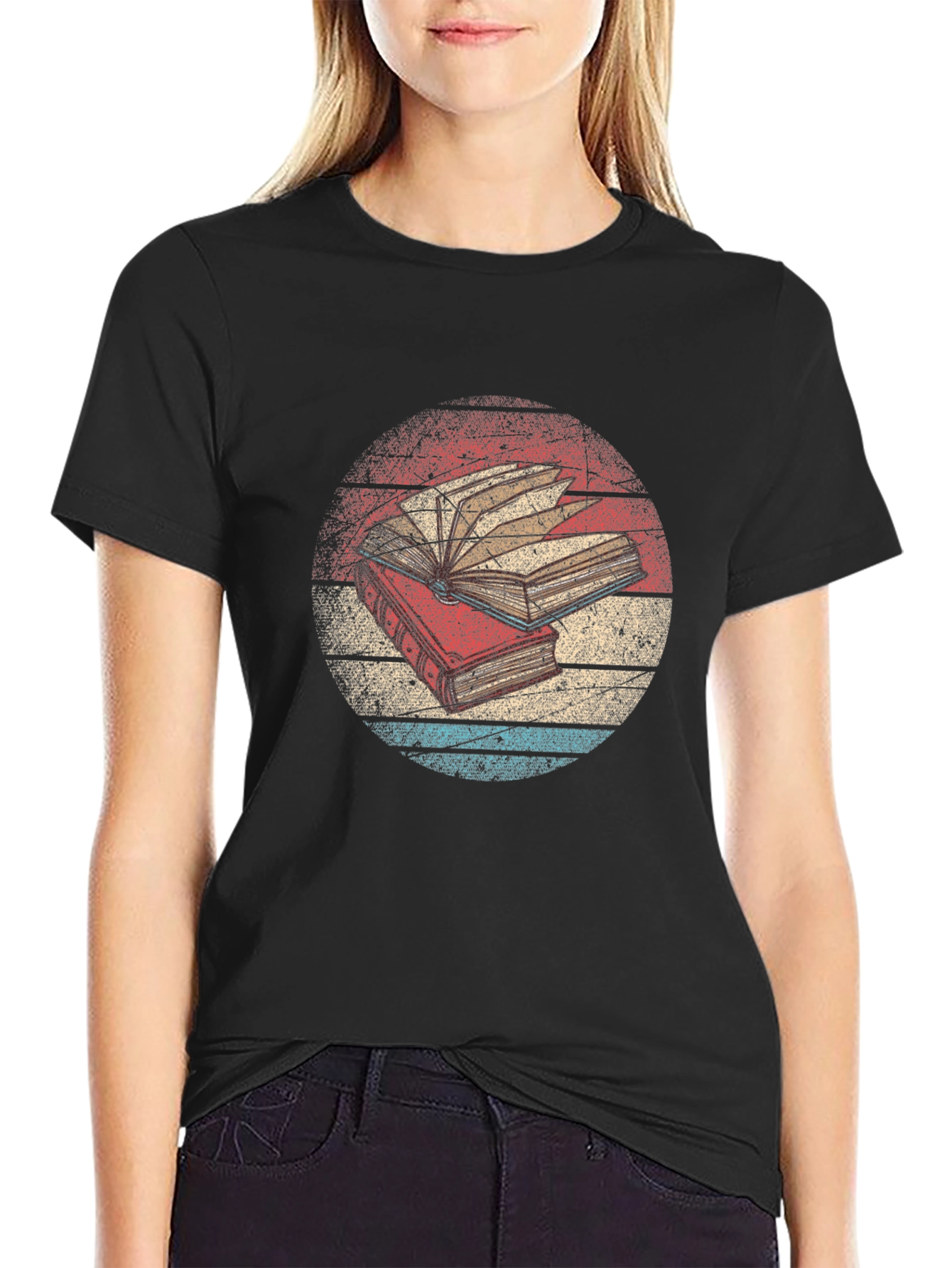 Black Vintage Book Lover T-Shirt - Read On! view 2