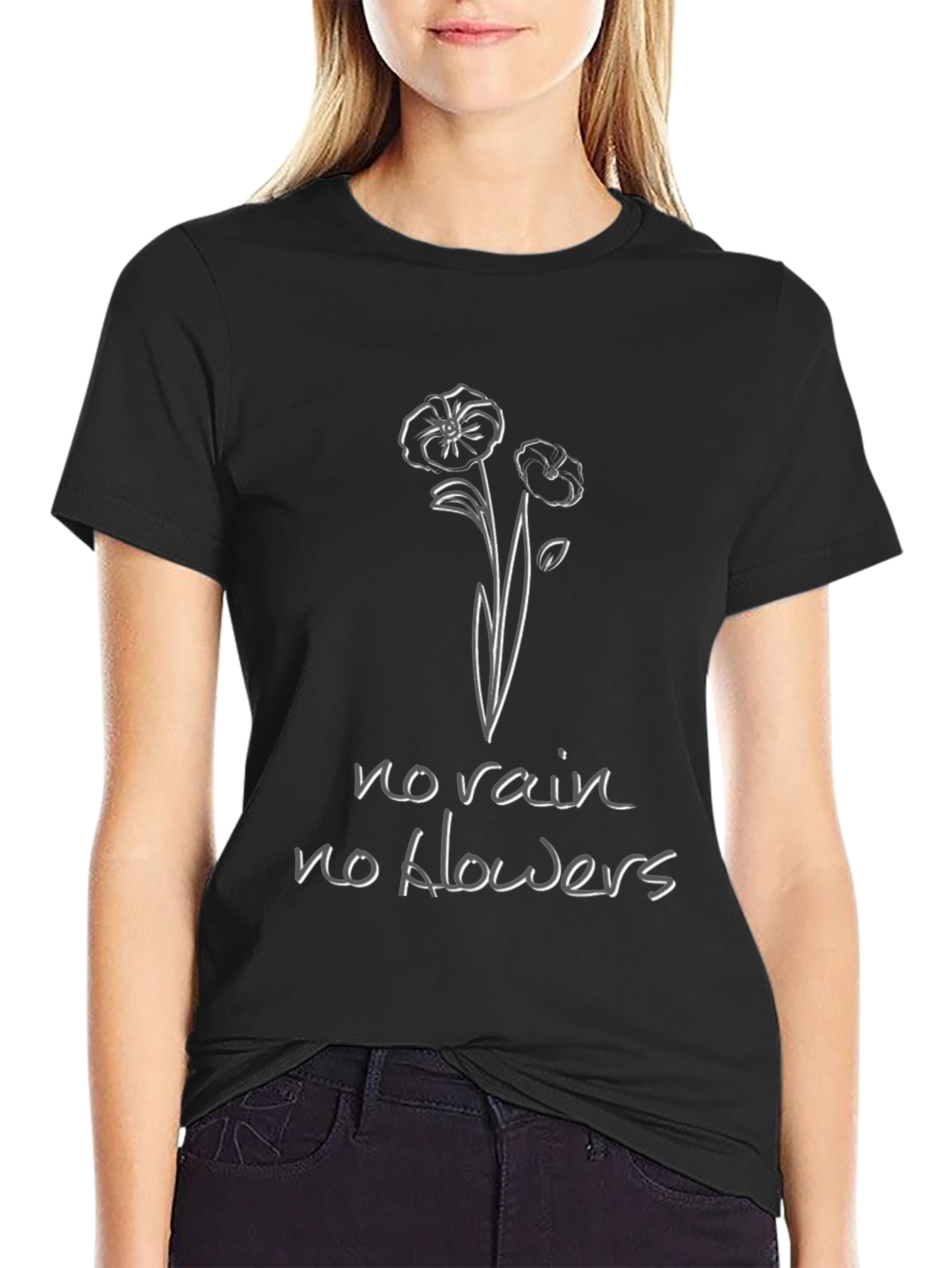 Black No Rain No Flowers Graphic Tee - Black view 2