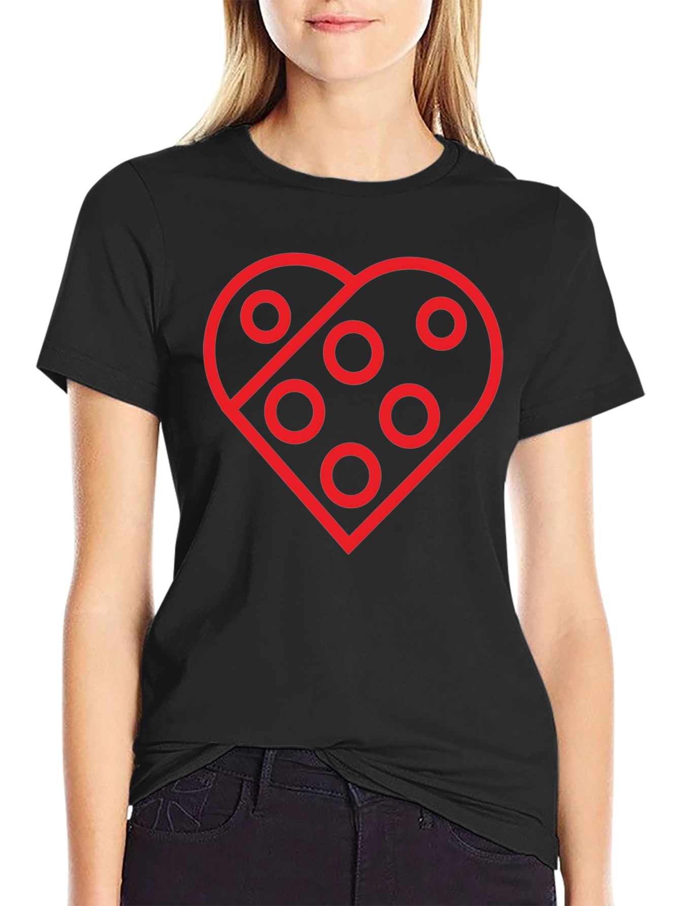 Black Heart with Circles Graphic T-Shirt - Black view 2