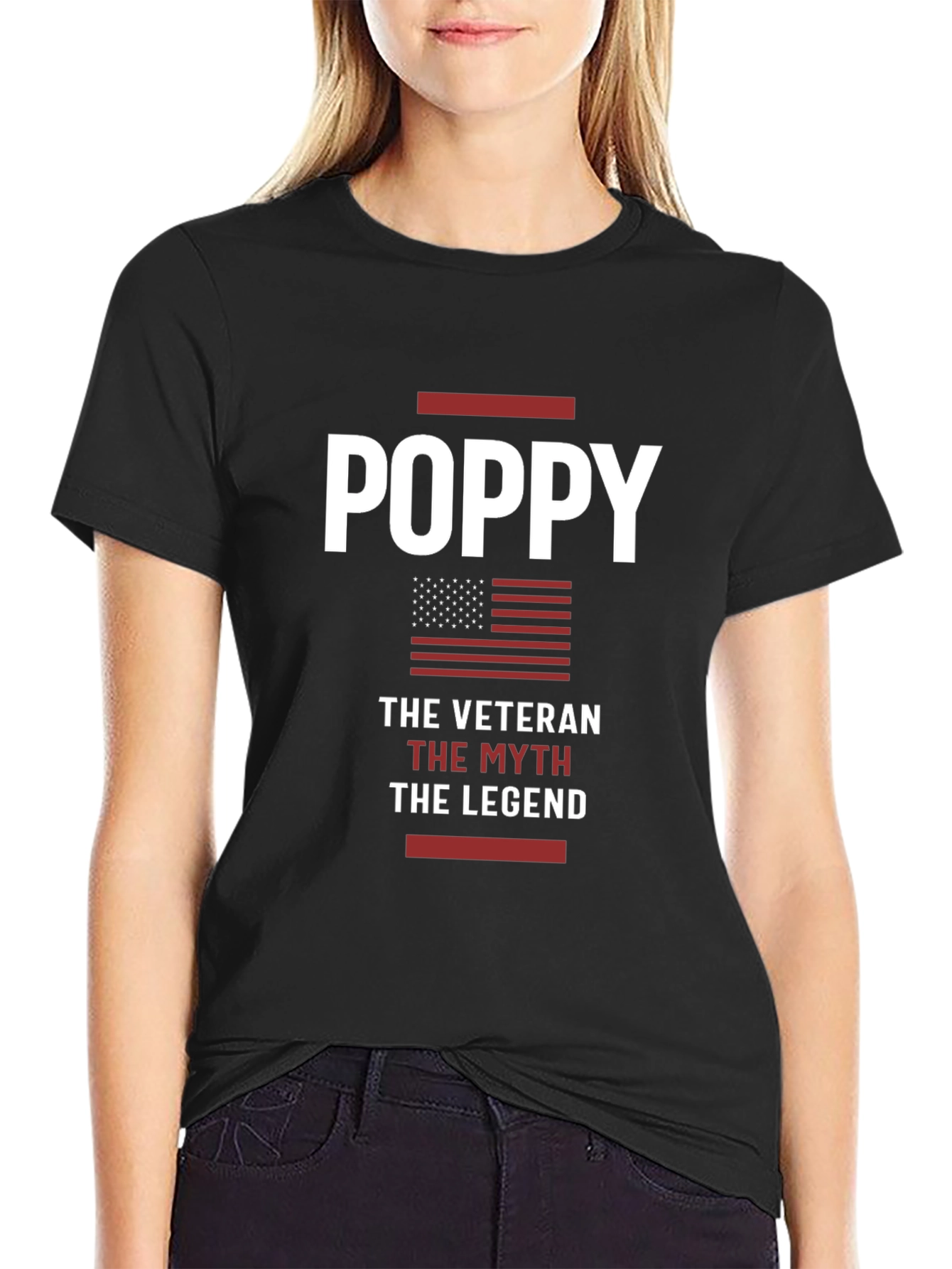 Black Poppy Veteran, Myth, Legend T-Shirt view 2