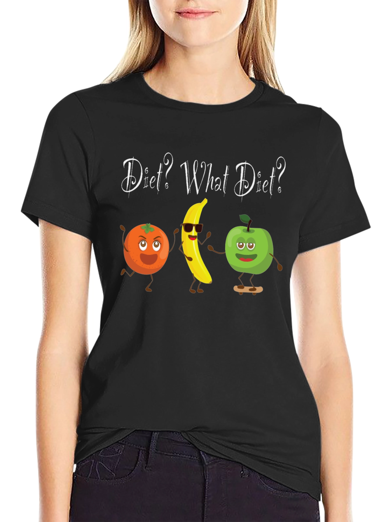 Black Diet? What Diet? Funny Fruit T-Shirt view 2