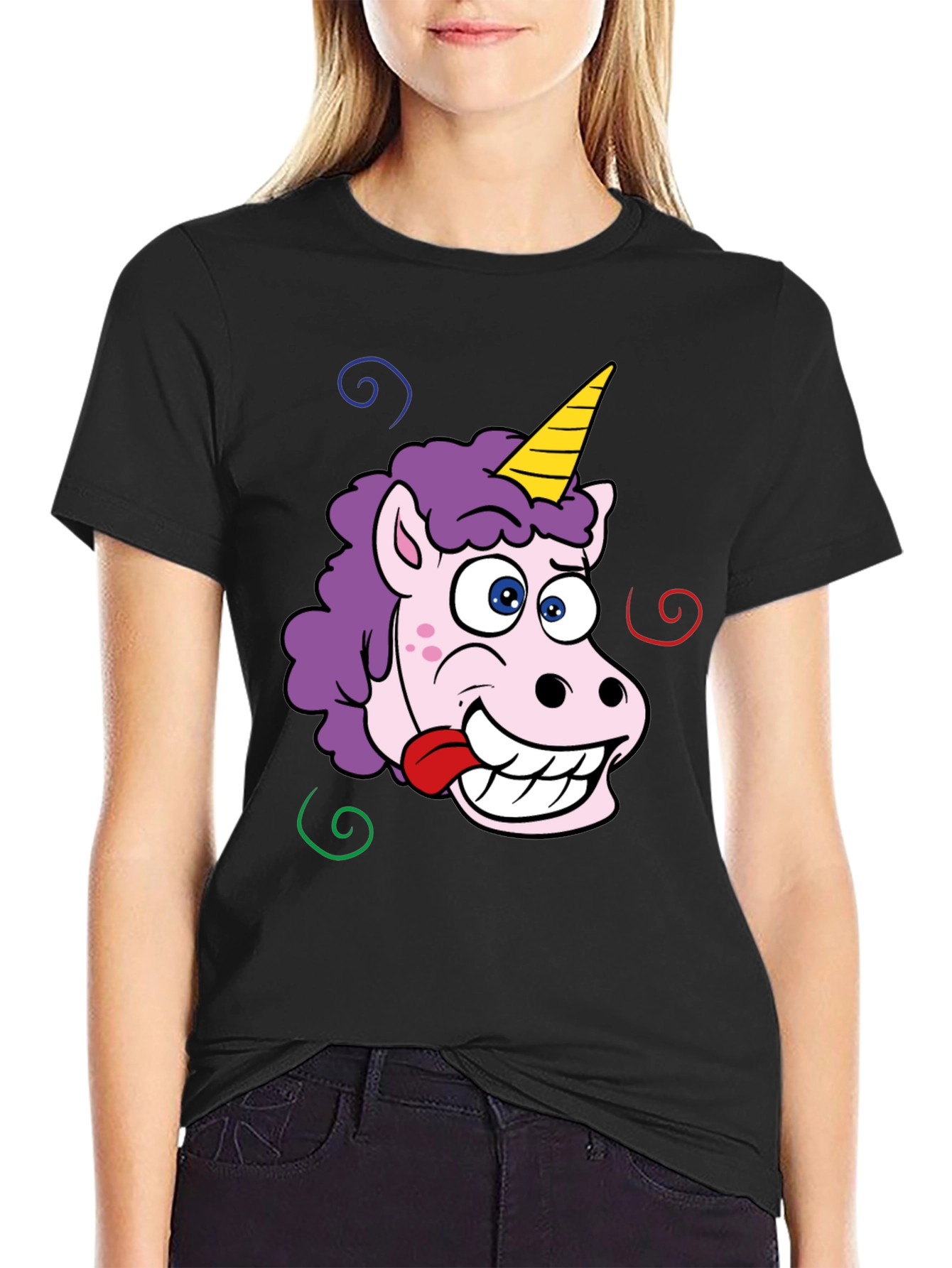 Black Funny Unicorn T-Shirt view 2
