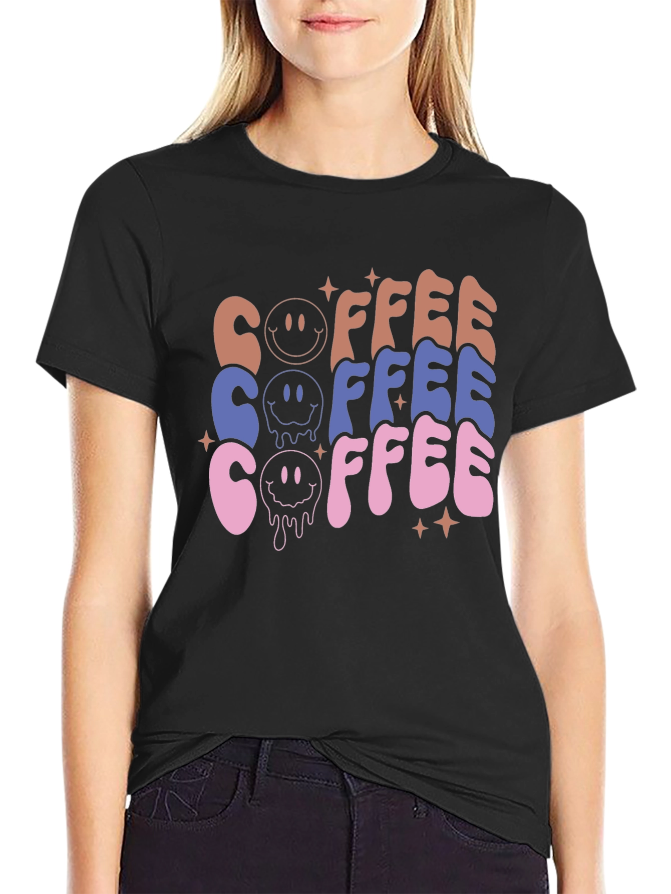Black Retro Coffee Graphic Tee - Unisex Casual view 2