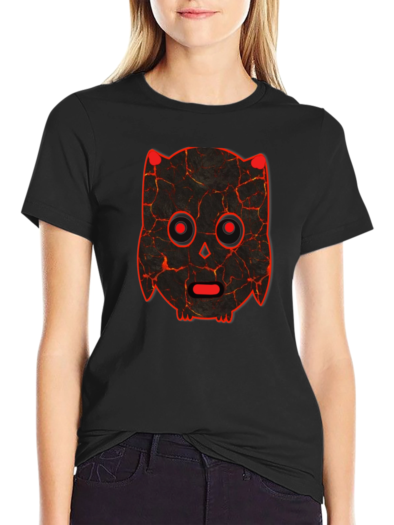 Black Lava Owl Graphic T-Shirt - Unique Design view 2