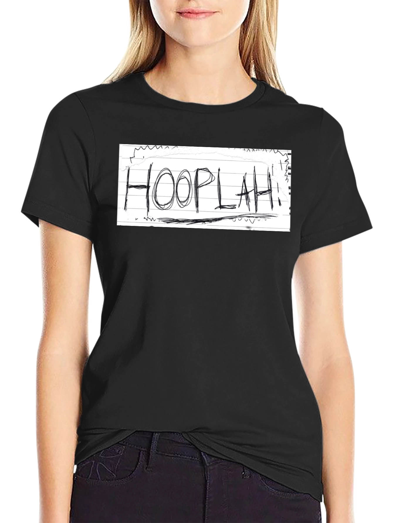 Black Hooplah! Graphic Tee - Unique Design view 2